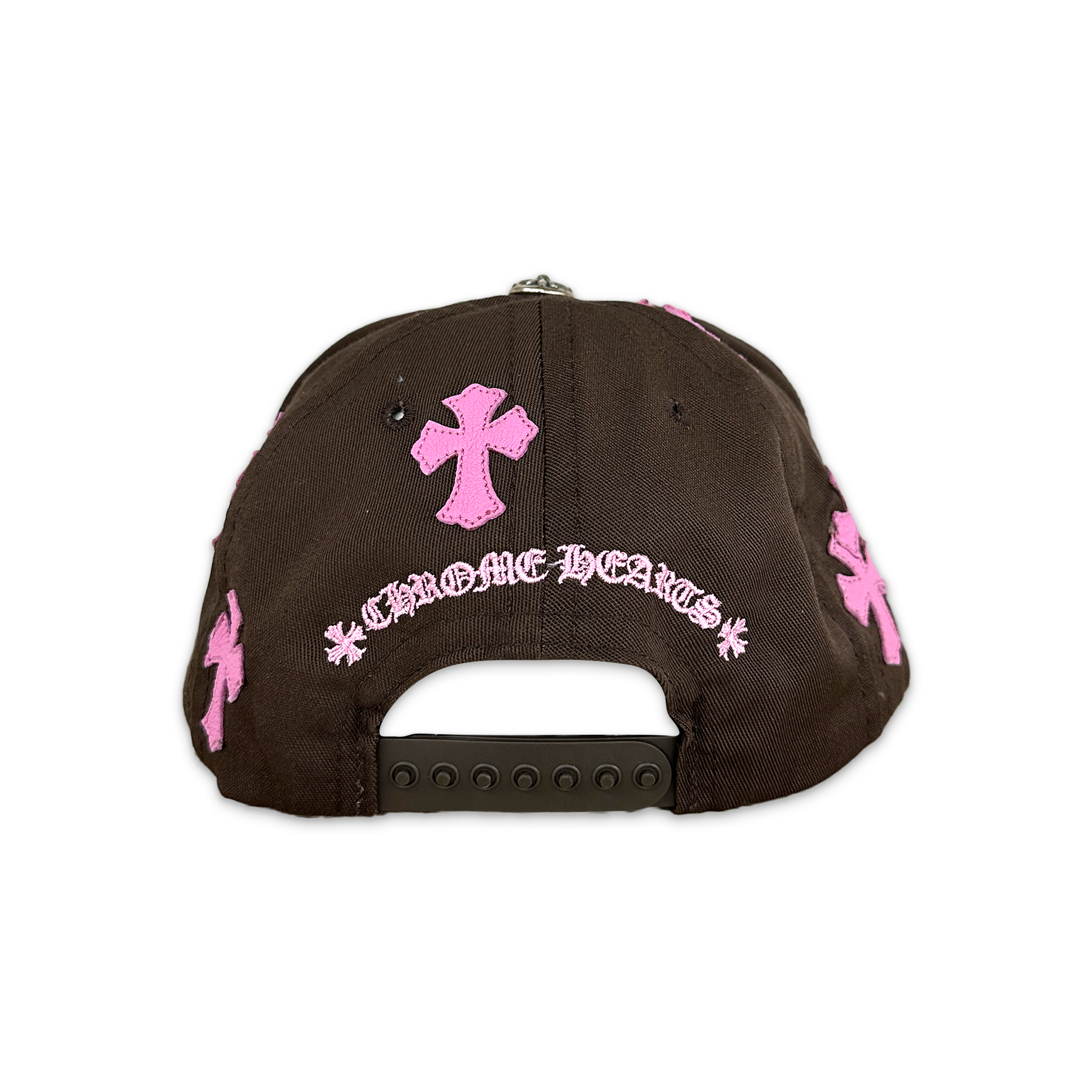 Chrome Hearts, Pink Leather Crosses Snapback "Brown"