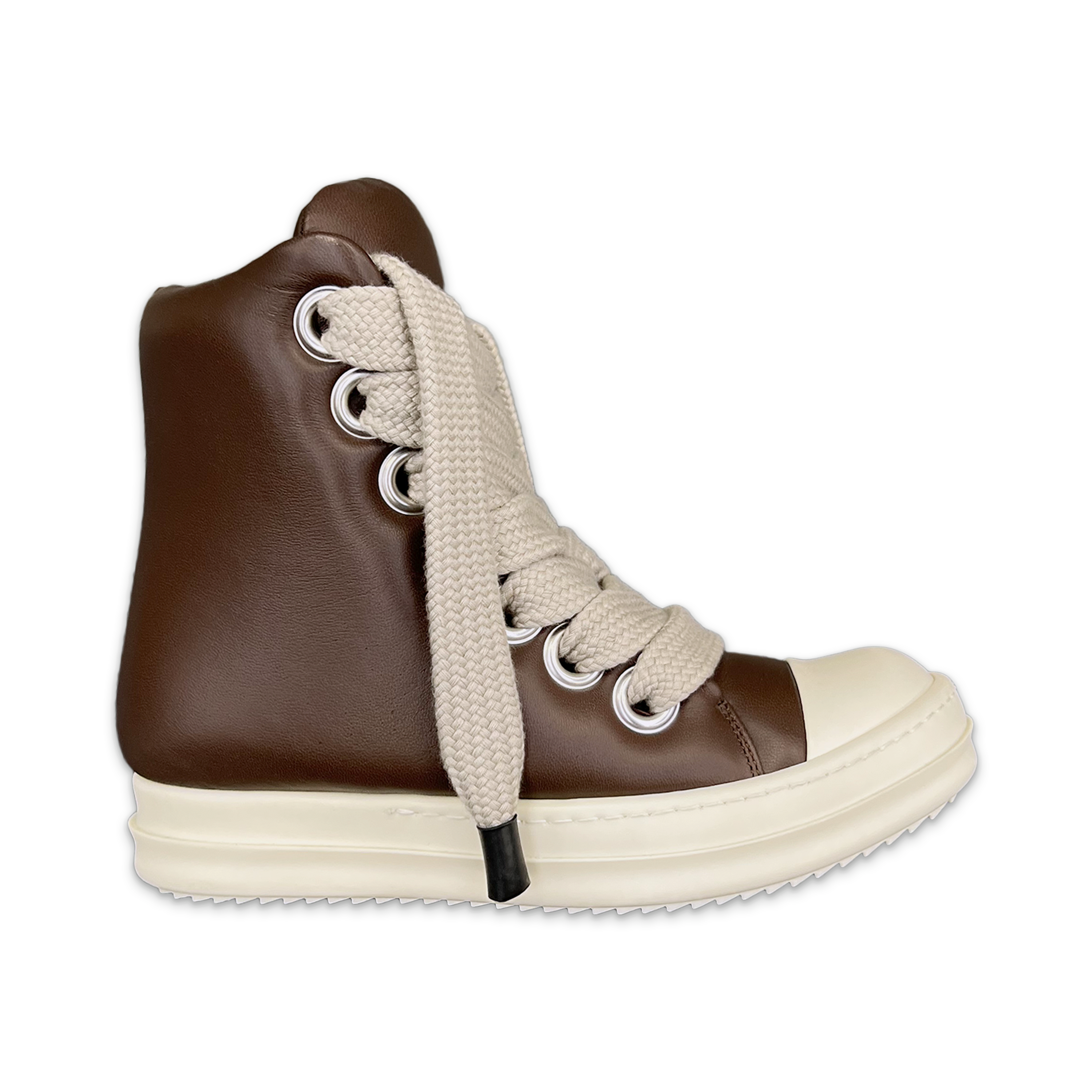 Rick Owens, Jumbo Lace Padded Ramones High "Brown Milk" (W)