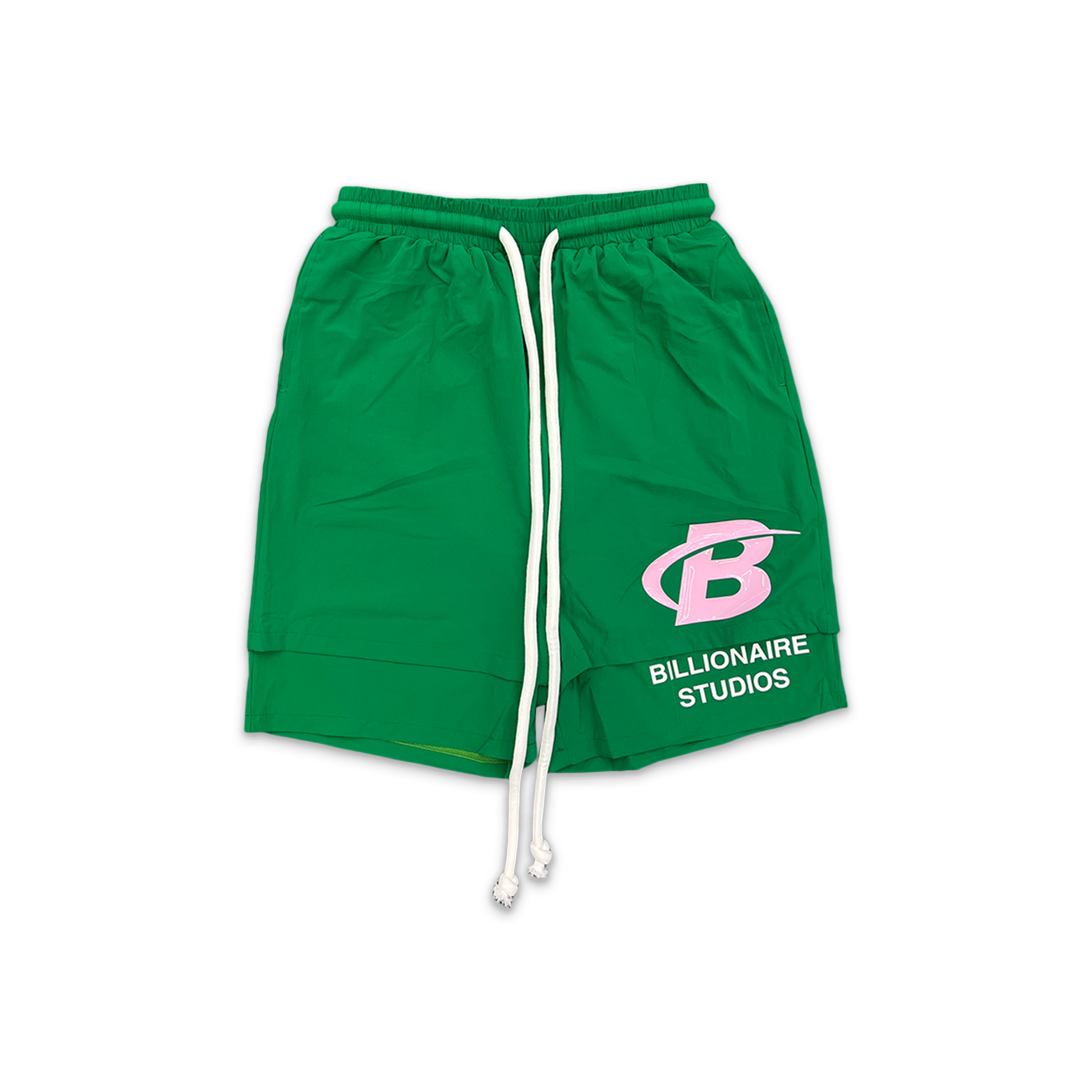 Billionaire Studios, B-Net Double Layer Nylon Shorts "Green/Pink"