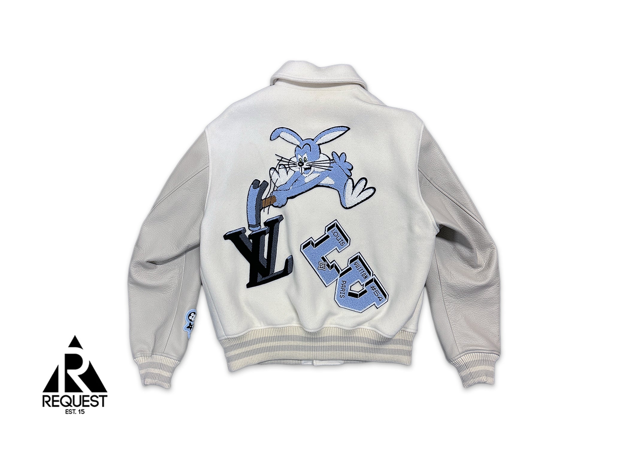 Louis Vuitton, Bunny Multi Patch Leather Varsity Jacket "Milky White"
