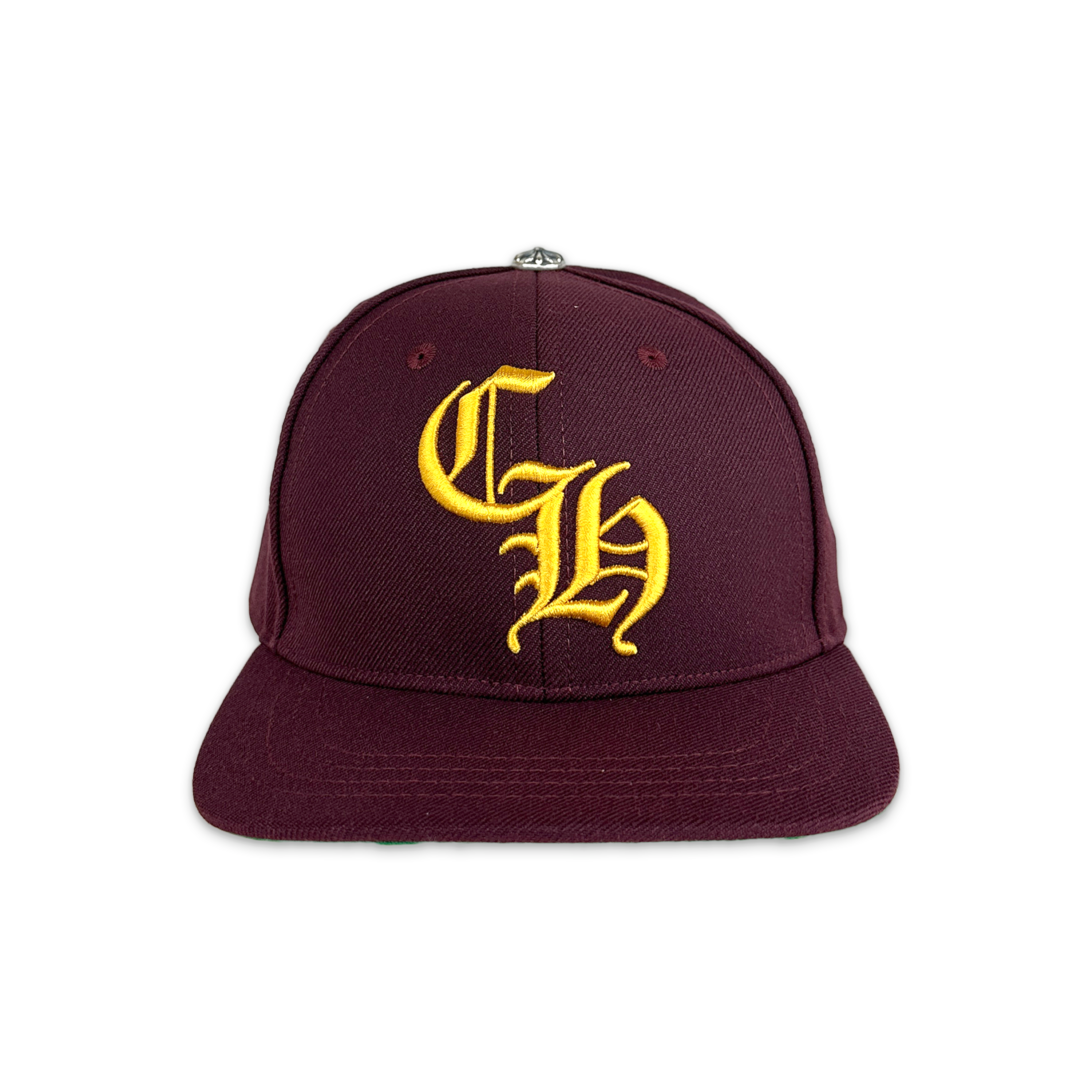Chrome Hearts, Baseball Snapback Hat "Maroon/Gold"