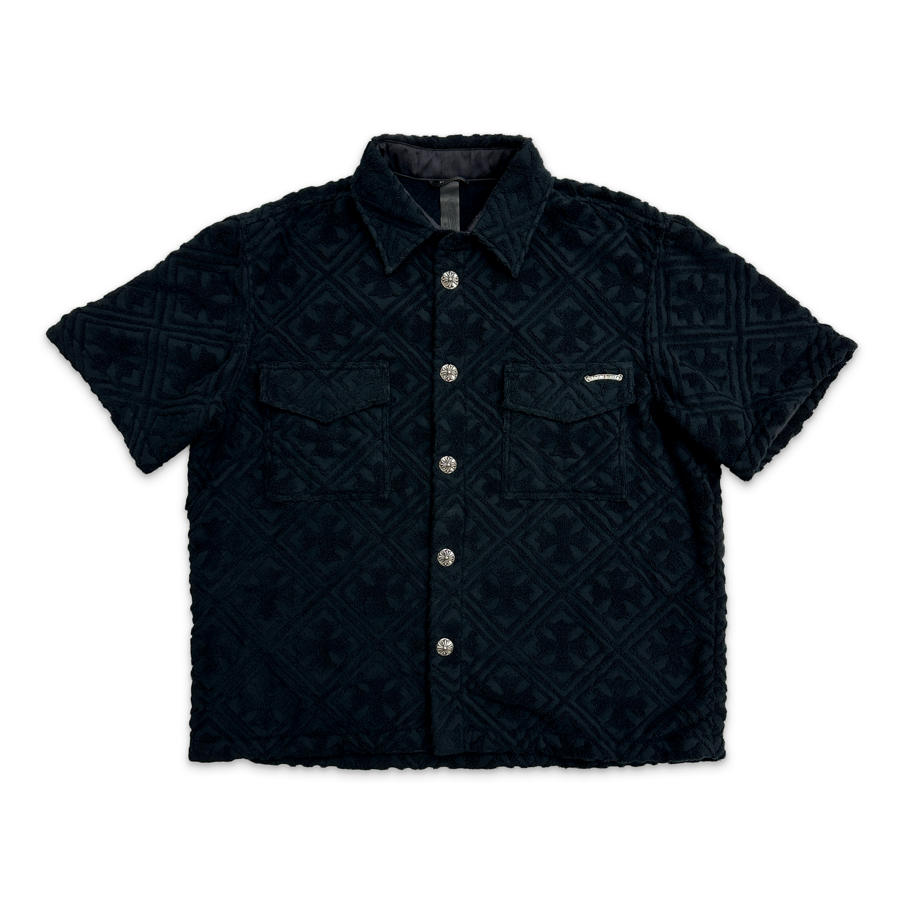 Chrome Hearts, Terry Cloth Motif Button Up Shirt "Black"