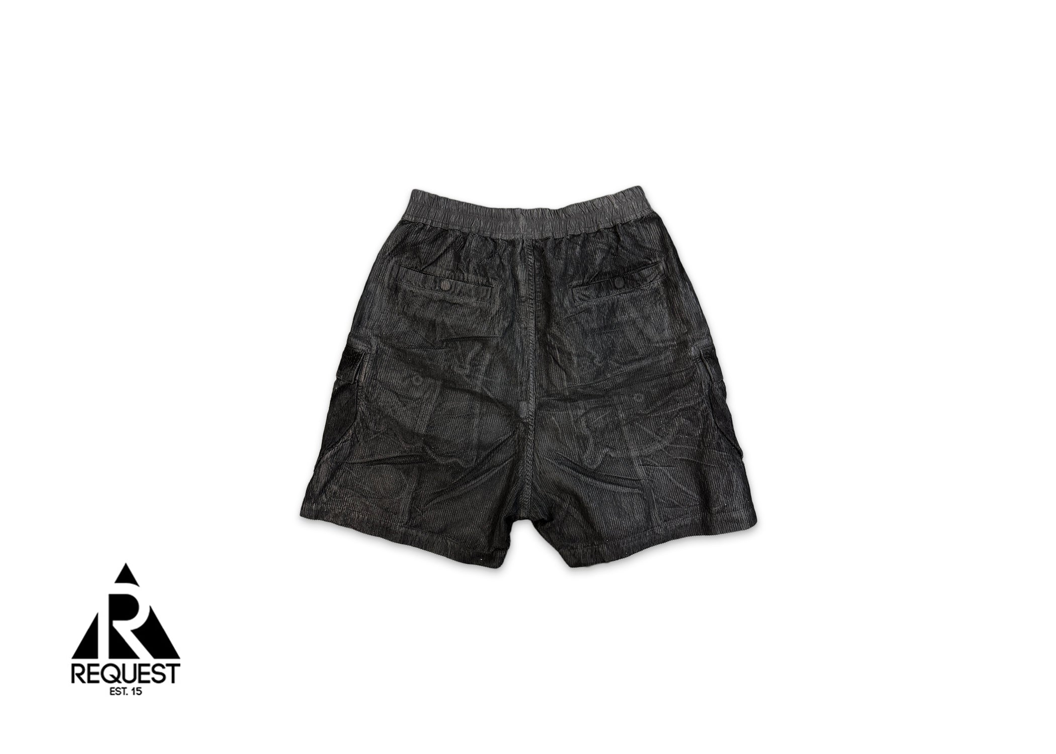 Rick Owens DRKSHDW, Cargo Bela Shorts "Black Foil Corduroy"