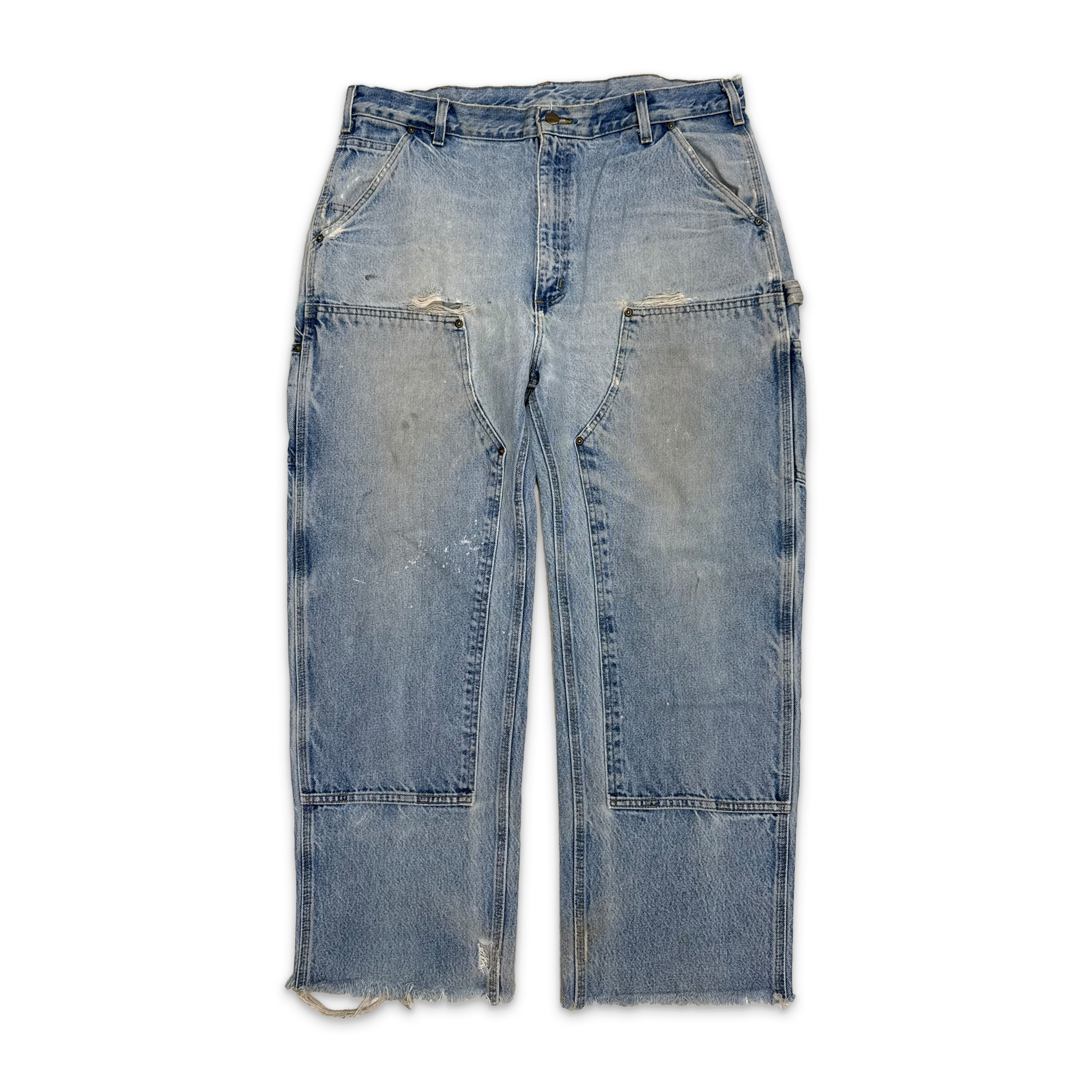 Carhartt Faded Distressed Denim Carpenter Blue
