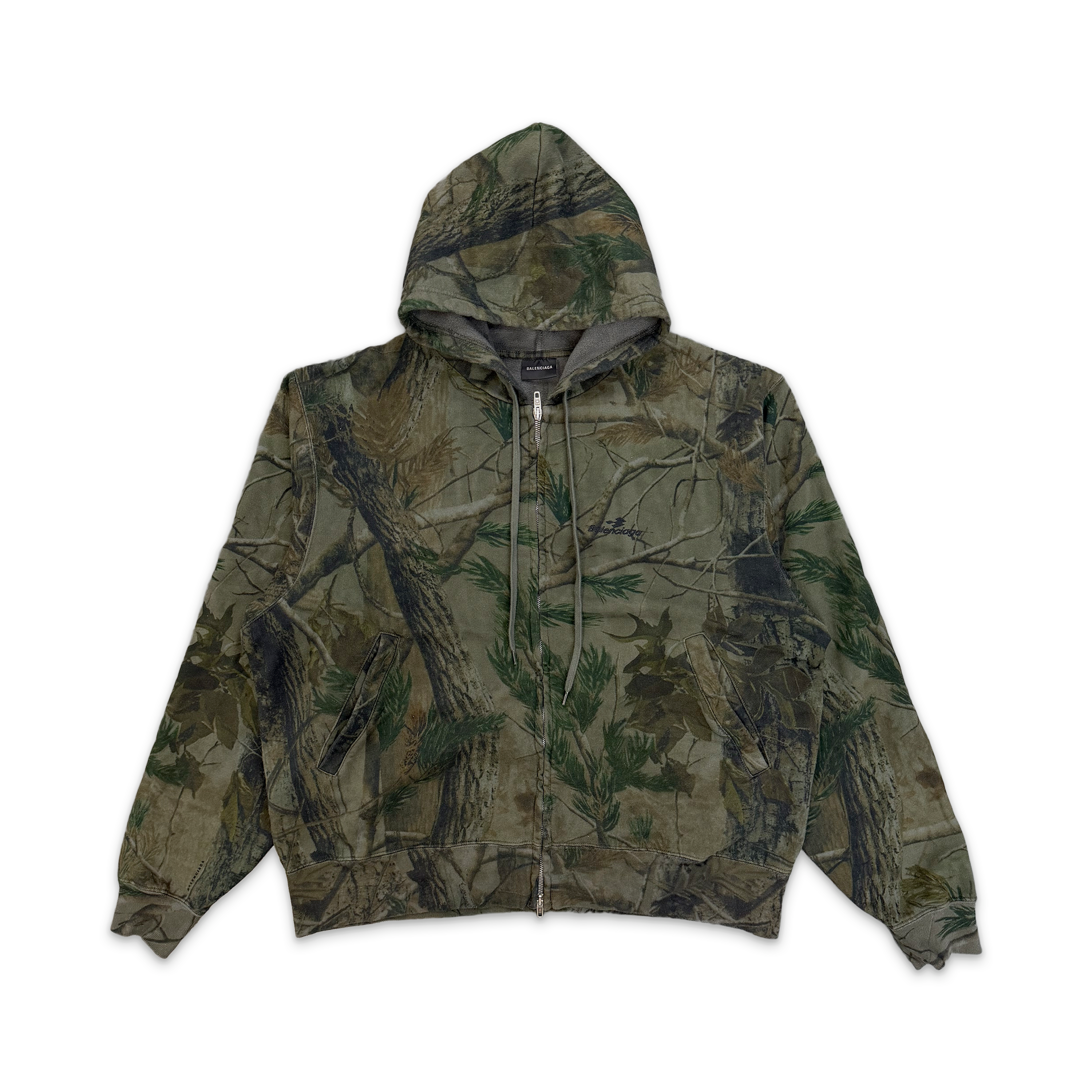 Diamond B Oversized Zip-Up Hoodie "Forest Camo"