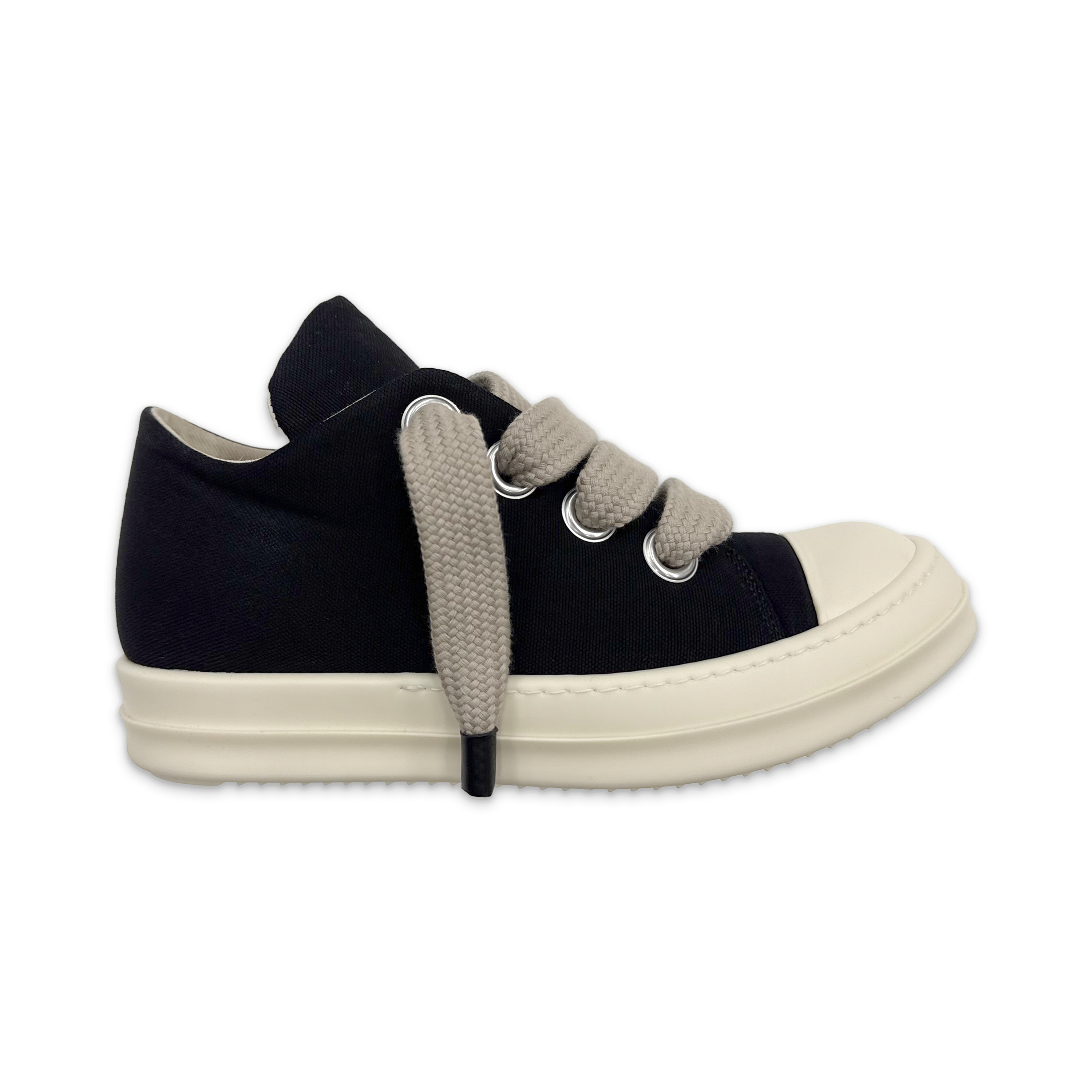 Rick Owens, Hollywood Canvas Jumbo Lace Puffer Ramones Low "Black Milk" (W)