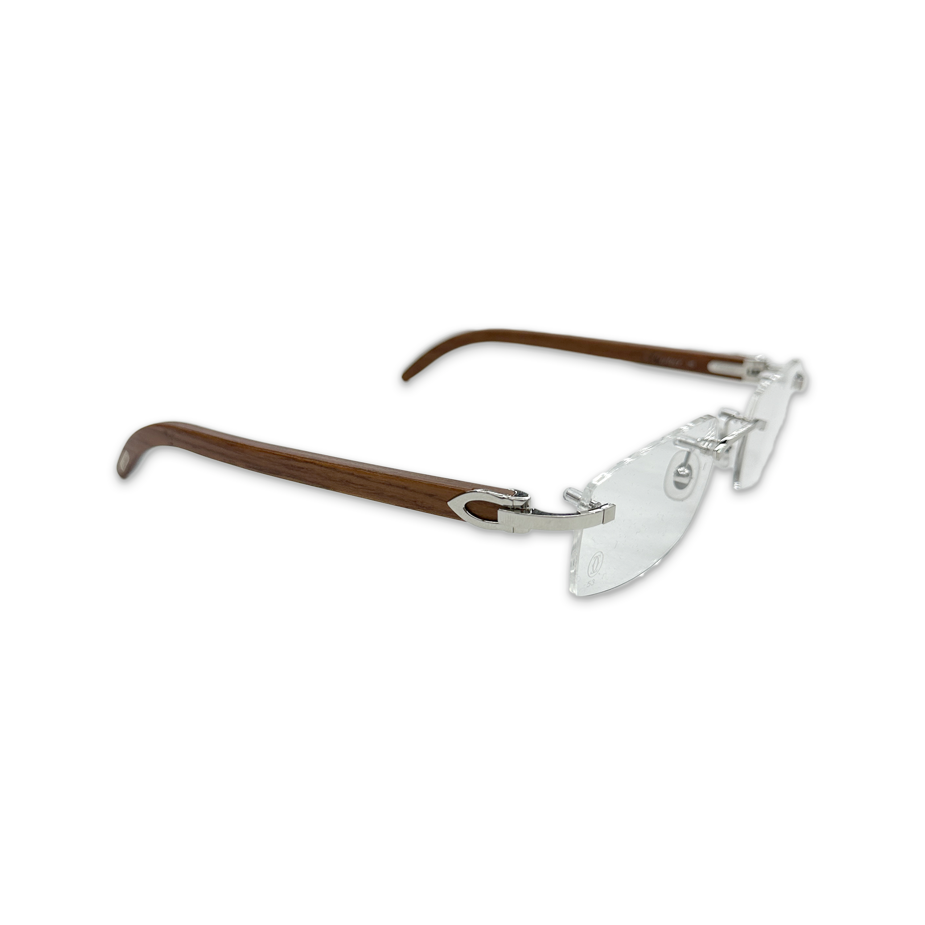 Cartier, Cartier Wood Frame Sunglasses "Clear/Brown"