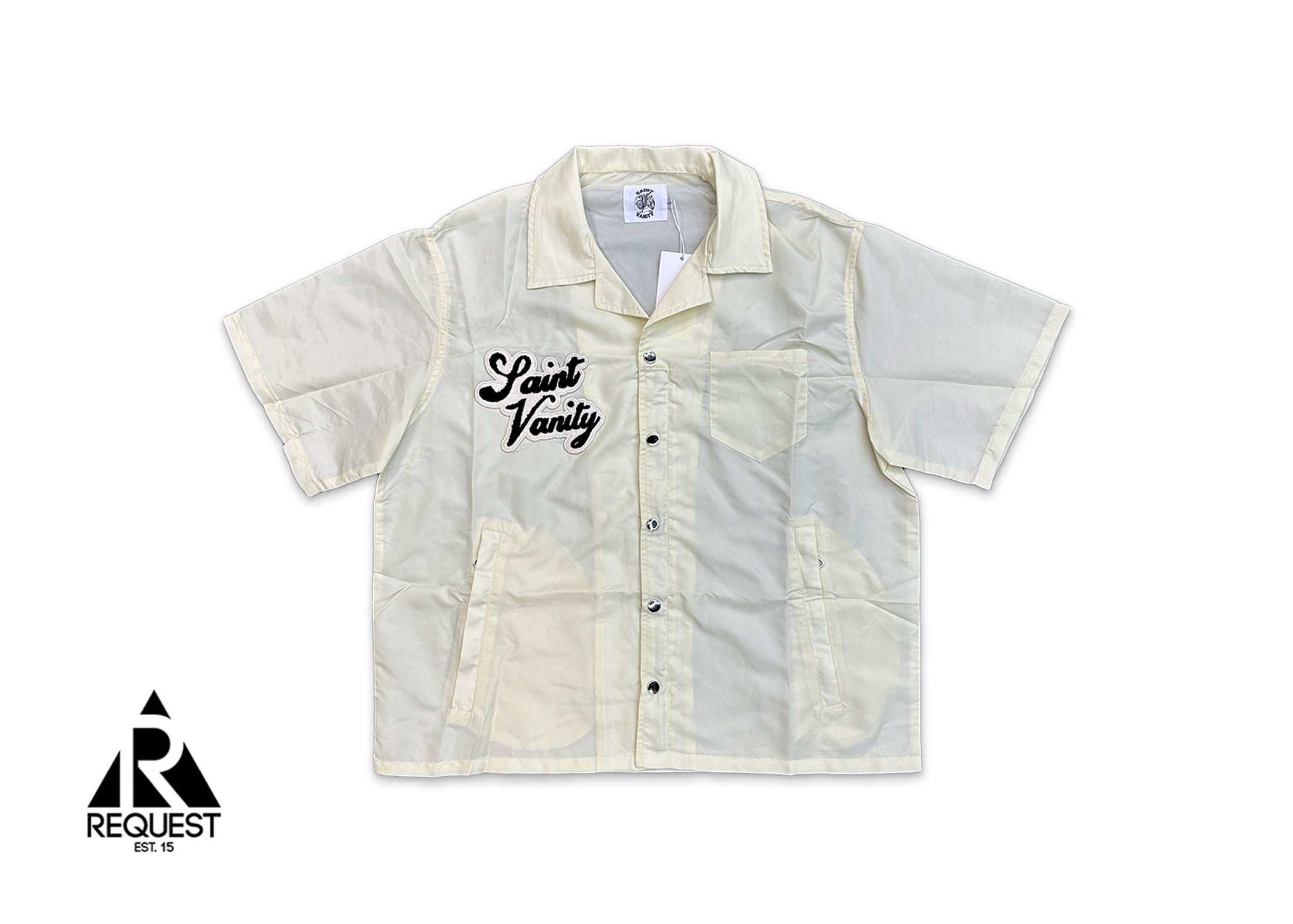 Saint Vanity Nylon Button Zip Up Tee "Cream"