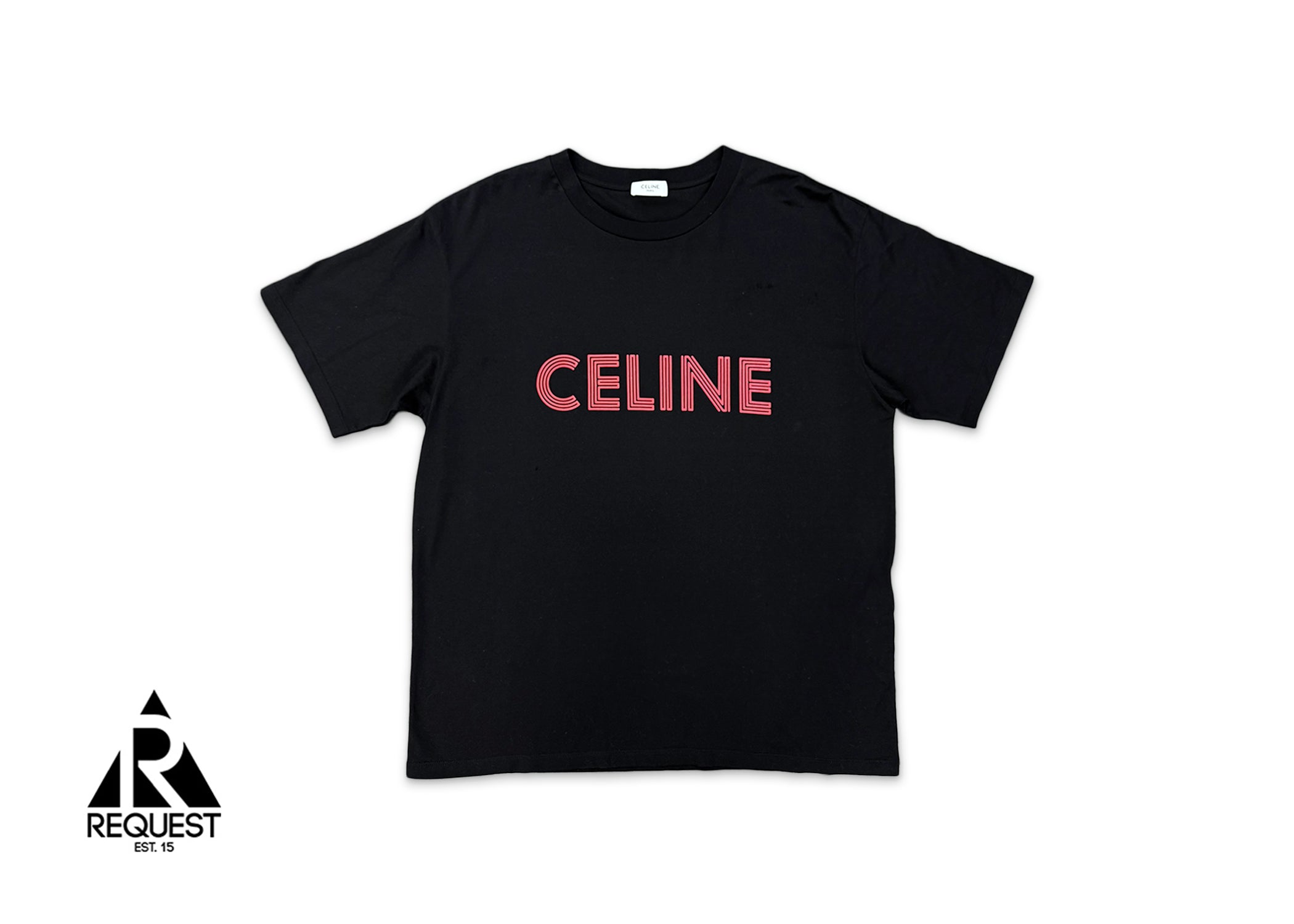 Celine, Loose Fit Logo Tee "Black/Red"