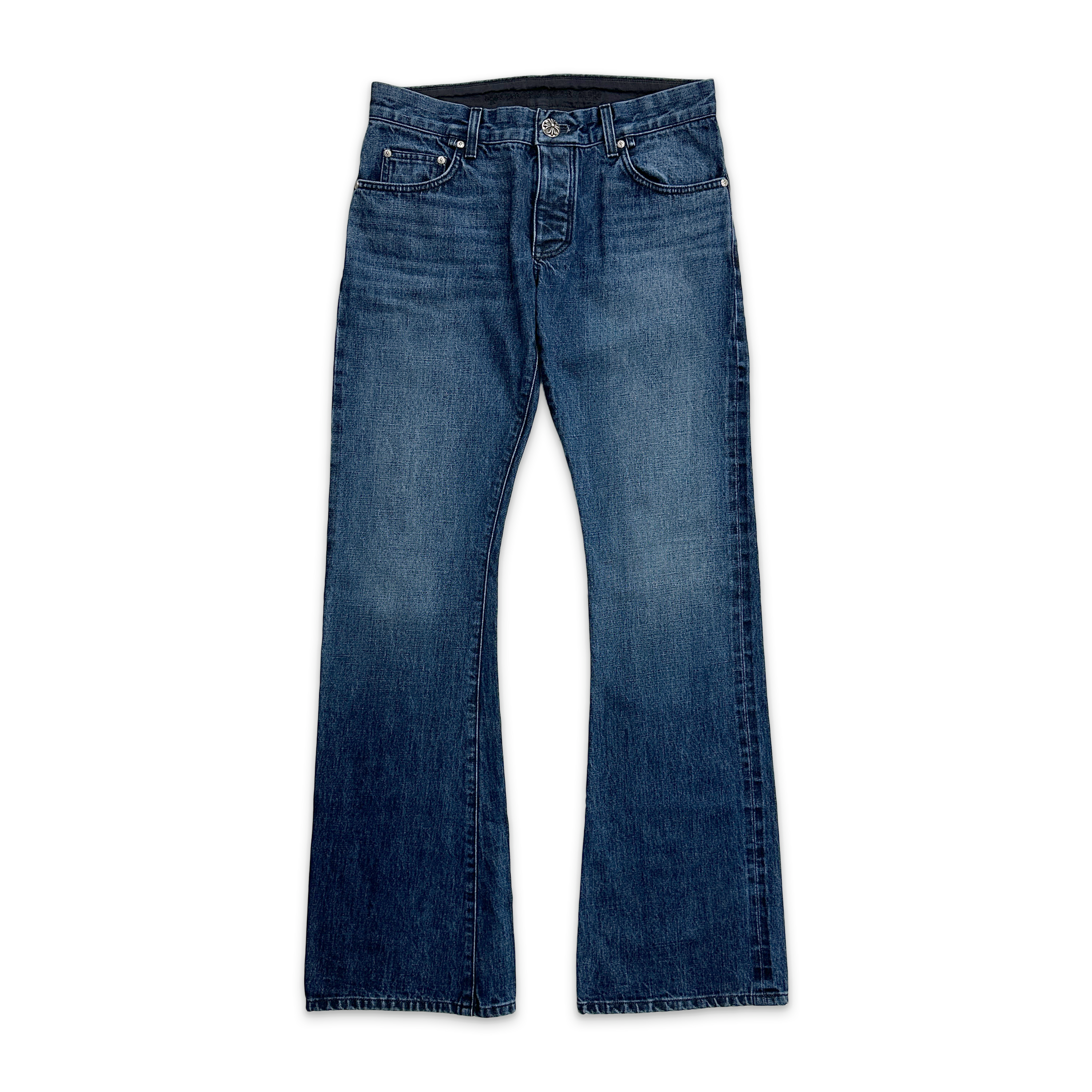 Chrome Hearts, FU Low Rise Flared Denim Jeans "Indigo Blue"