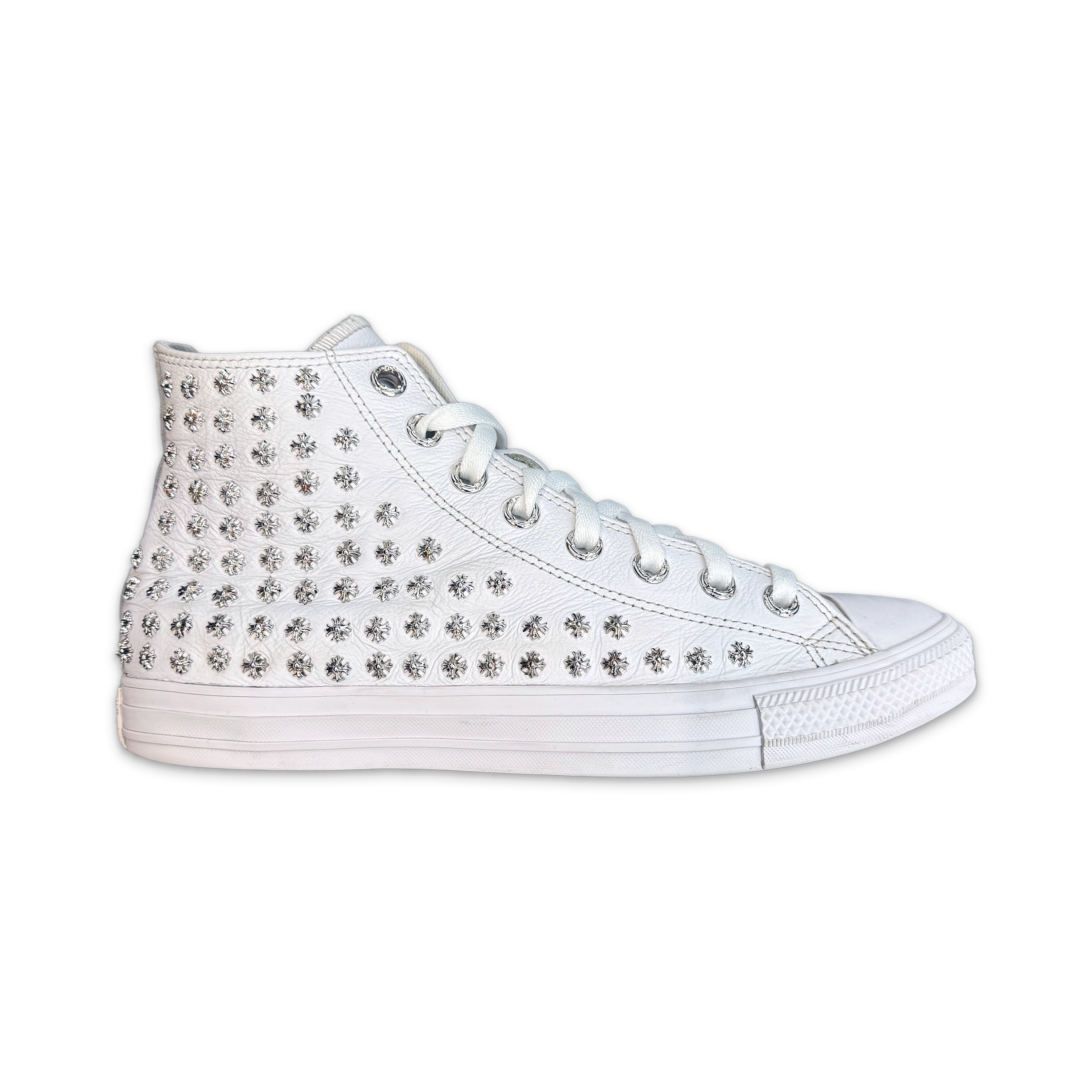 Chrome Hearts, Plus Cross Converse Chuck Taylor All Star Leather High Top "White"