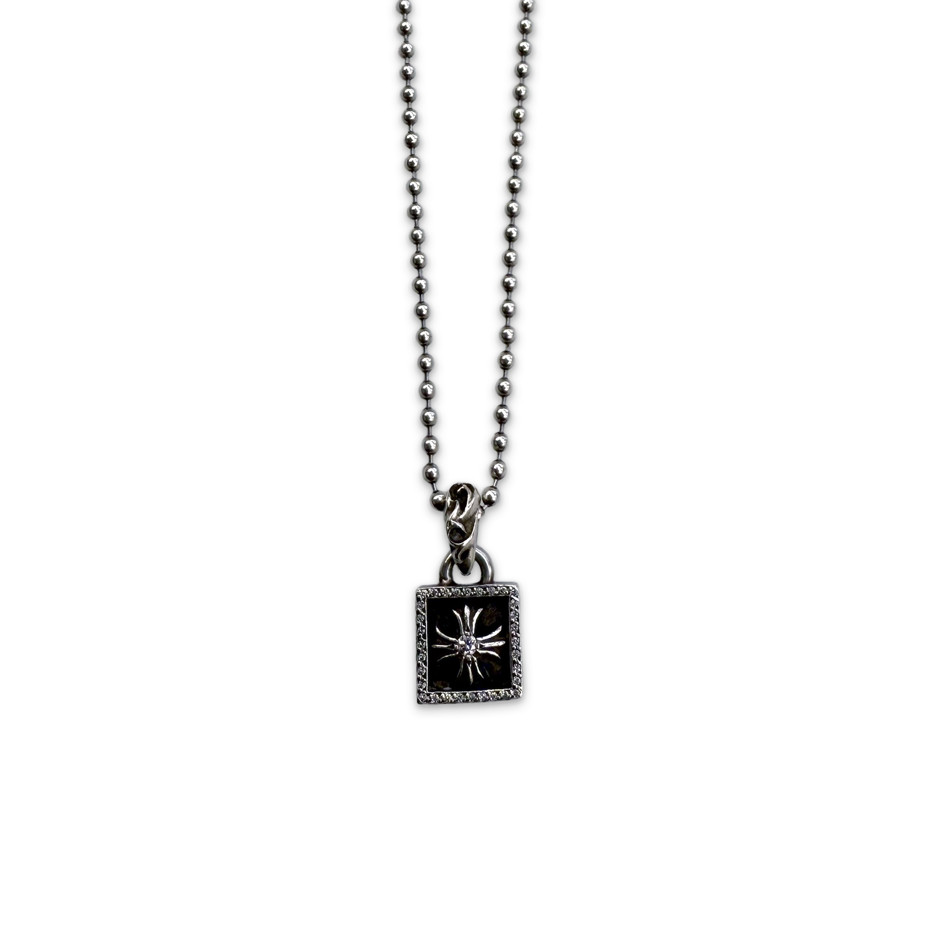CH Plus Diamond Frame & Center Pendant With Ball Chain Necklace