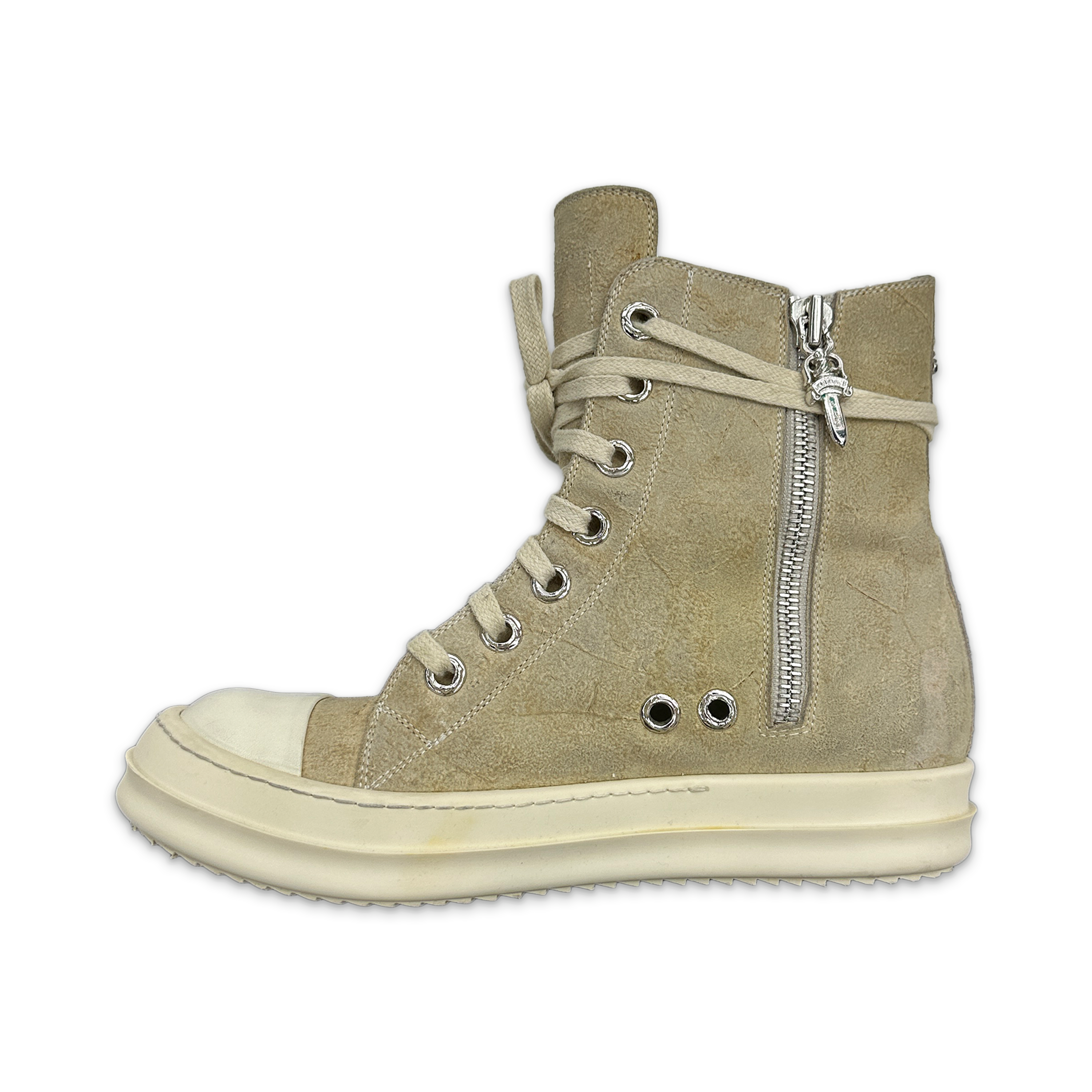 Chrome Hearts, x Rick Owens Ramone High "Biege Blistered Suede"