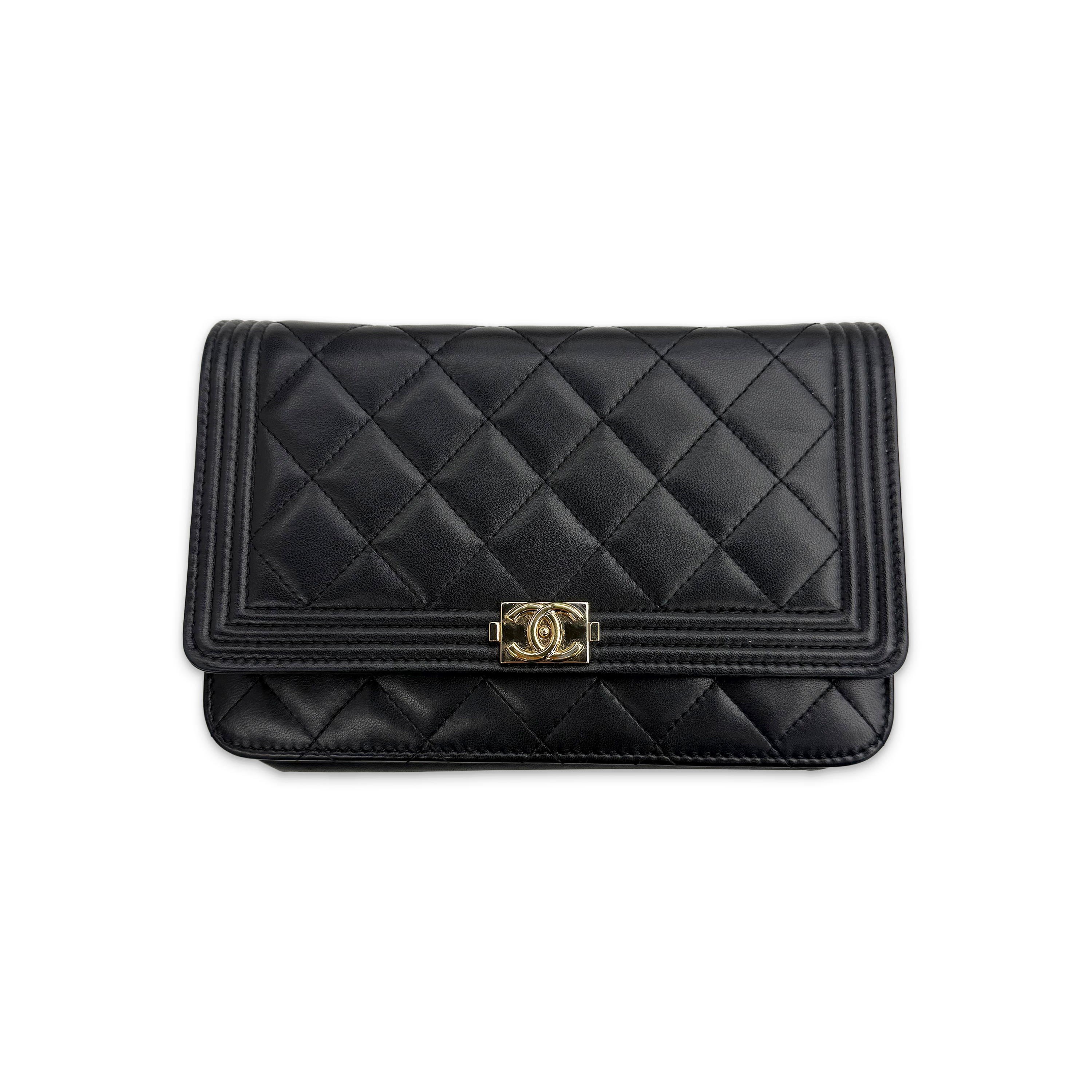 Leather Boy Bag Wallet On Chain "Black"