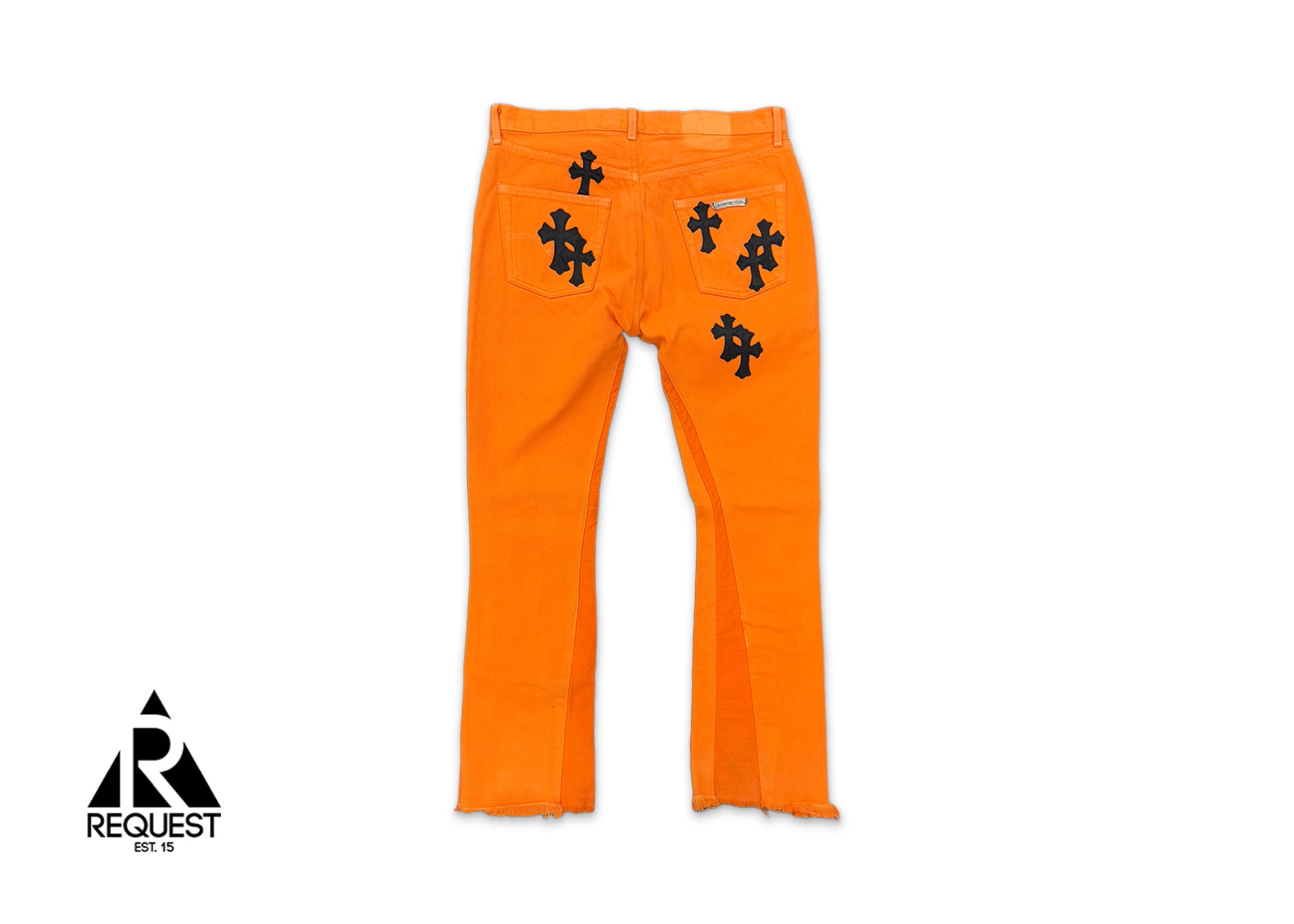 Chrome Hearts, x Off White Orange Flare Denim "Black Crosses"