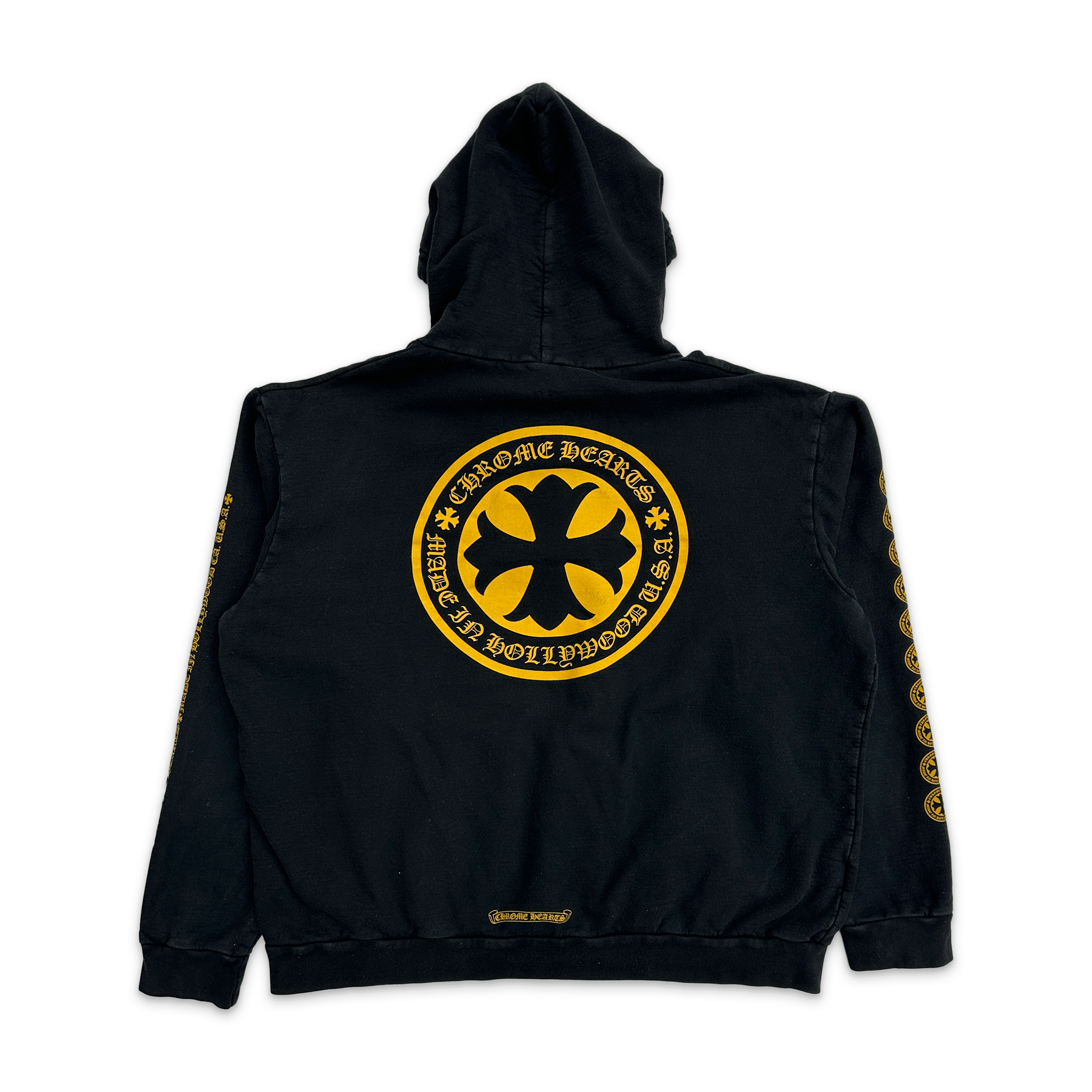 Chrome Hearts, Hollywood Yellow Plus Cross Hoodie "Black"