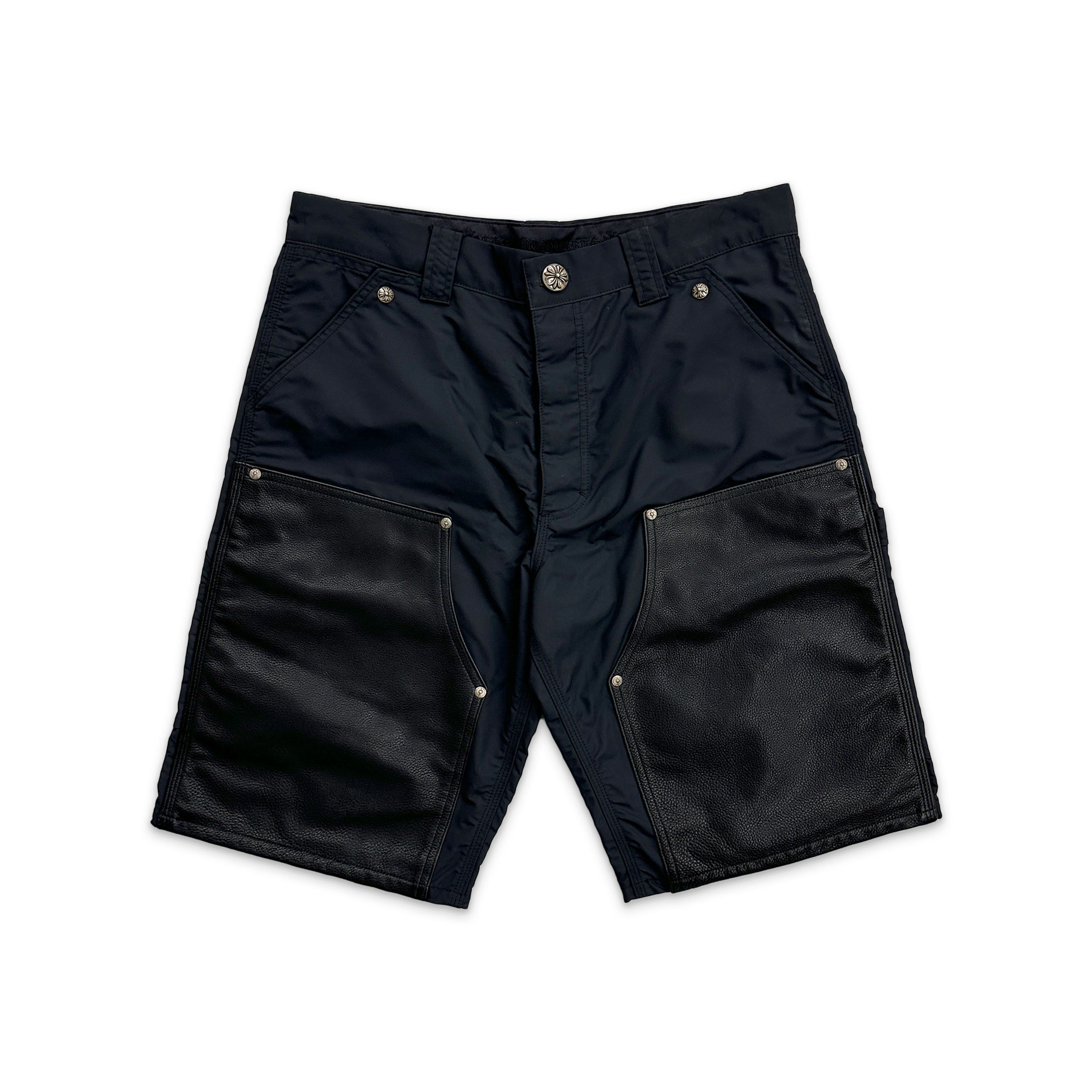 Chrome Hearts, Nylon Leather Knee Carpenter Shorts "Black"