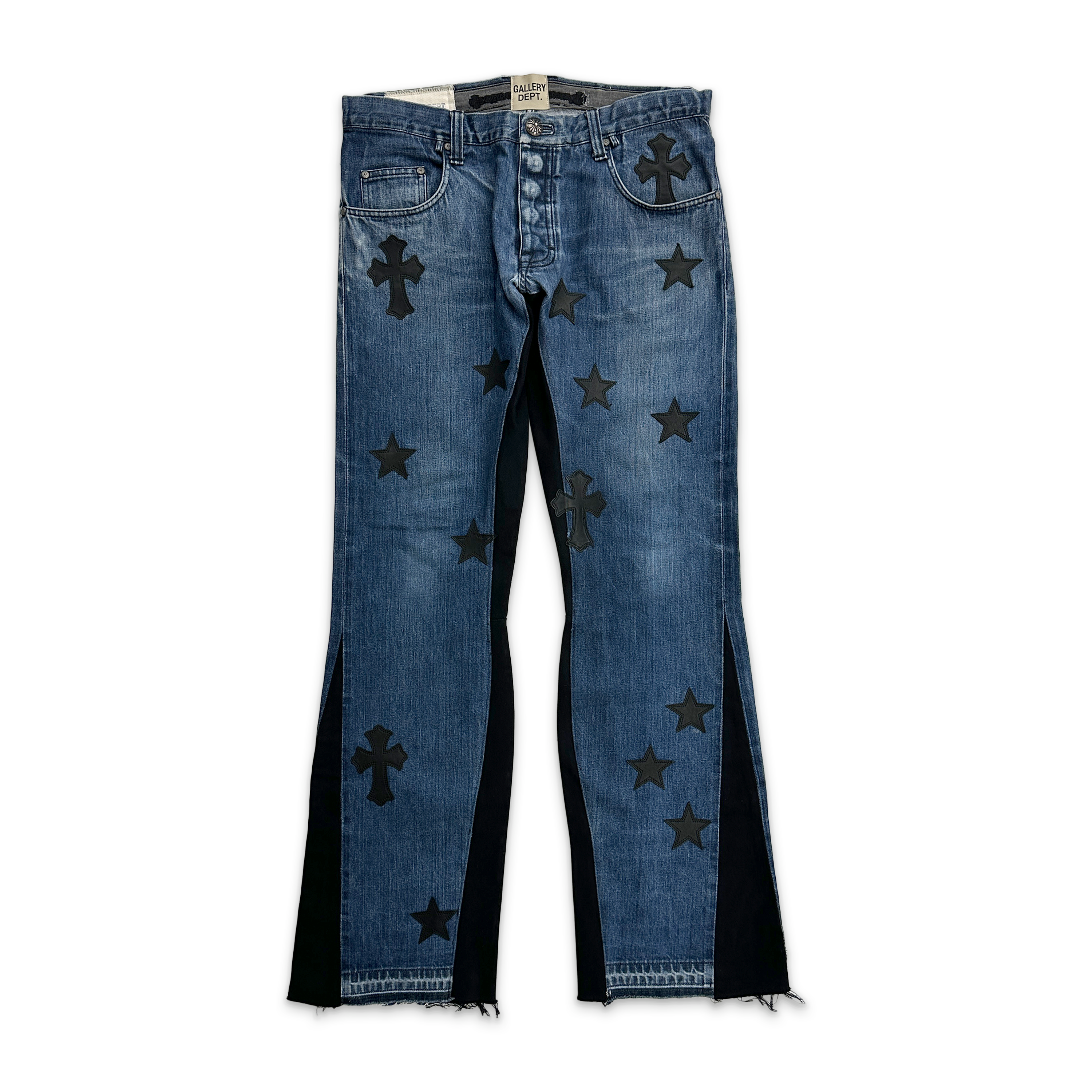 Chrome Hearts, X Gallery Dept. Flare Denim "Black Crosses & Stars"