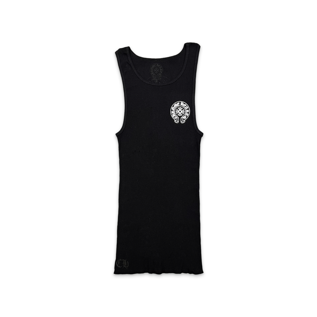 トップス Chrome hearts rib Tank Top old model Chrome Hearts 1990s Black Ribbed Swarovski Crystal Side Logo