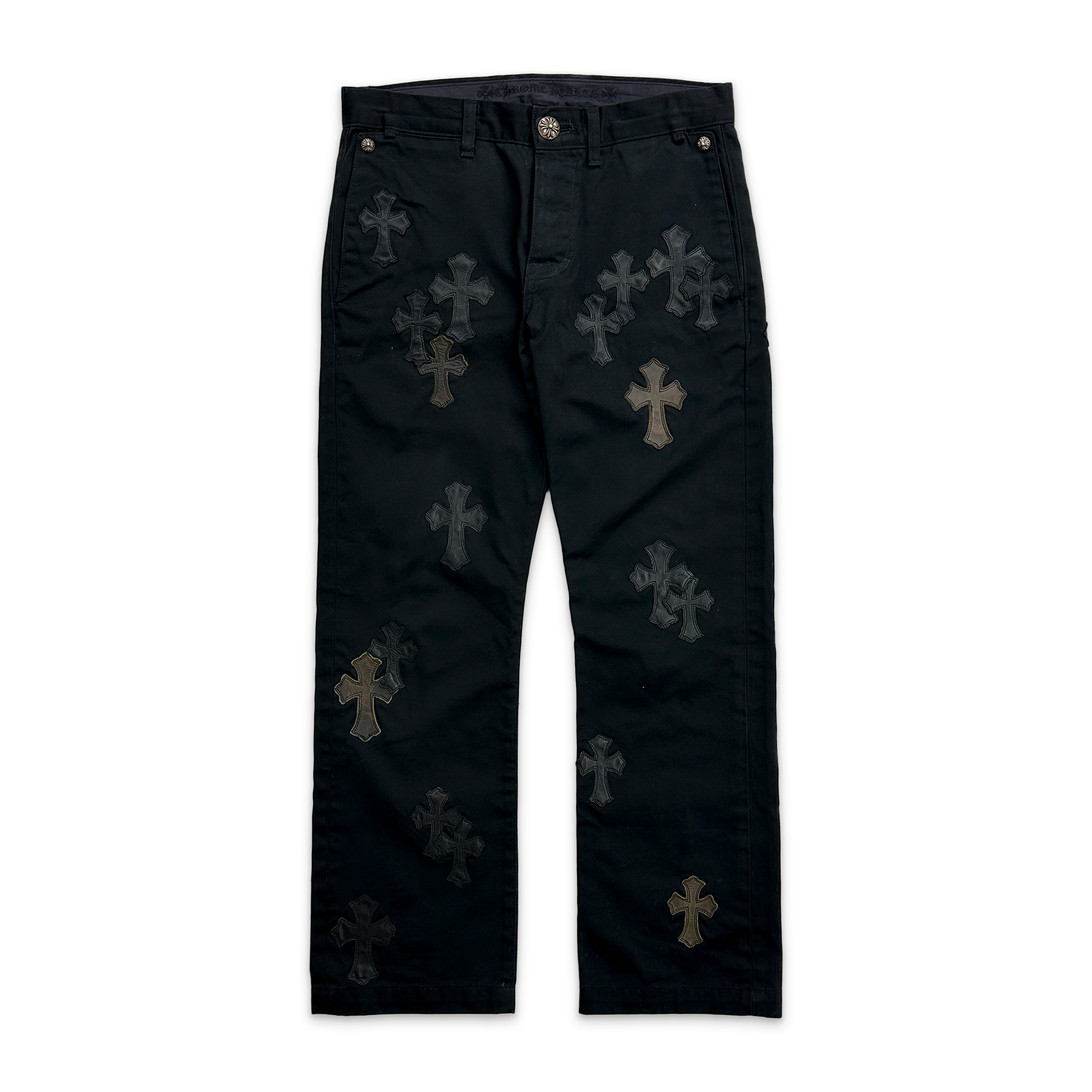Chrome Hearts, Black Chino Pants "Black & Camouflage Crosses"
