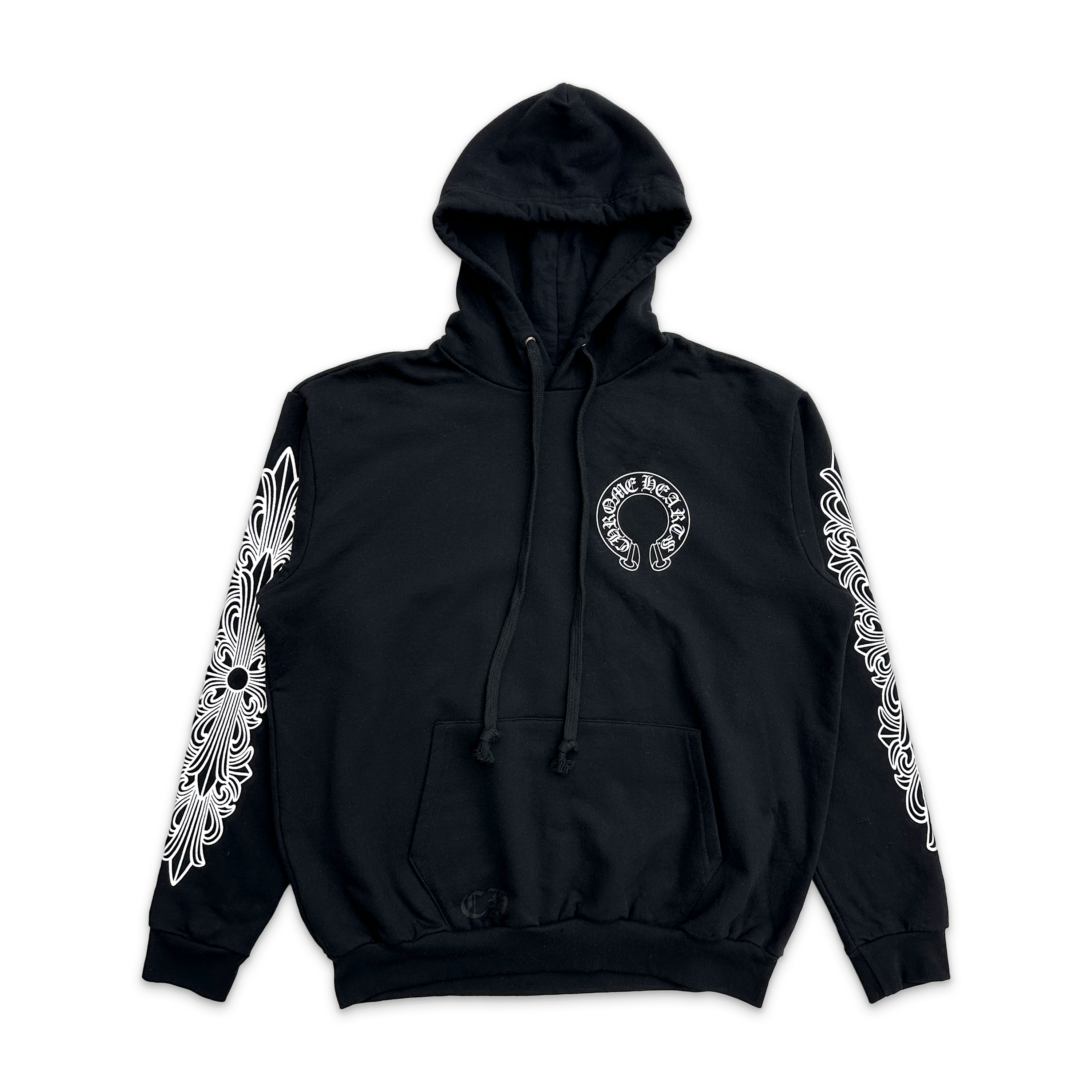 Chrome Hearts, Horseshoe Floral Pullover Hoodie "Black"