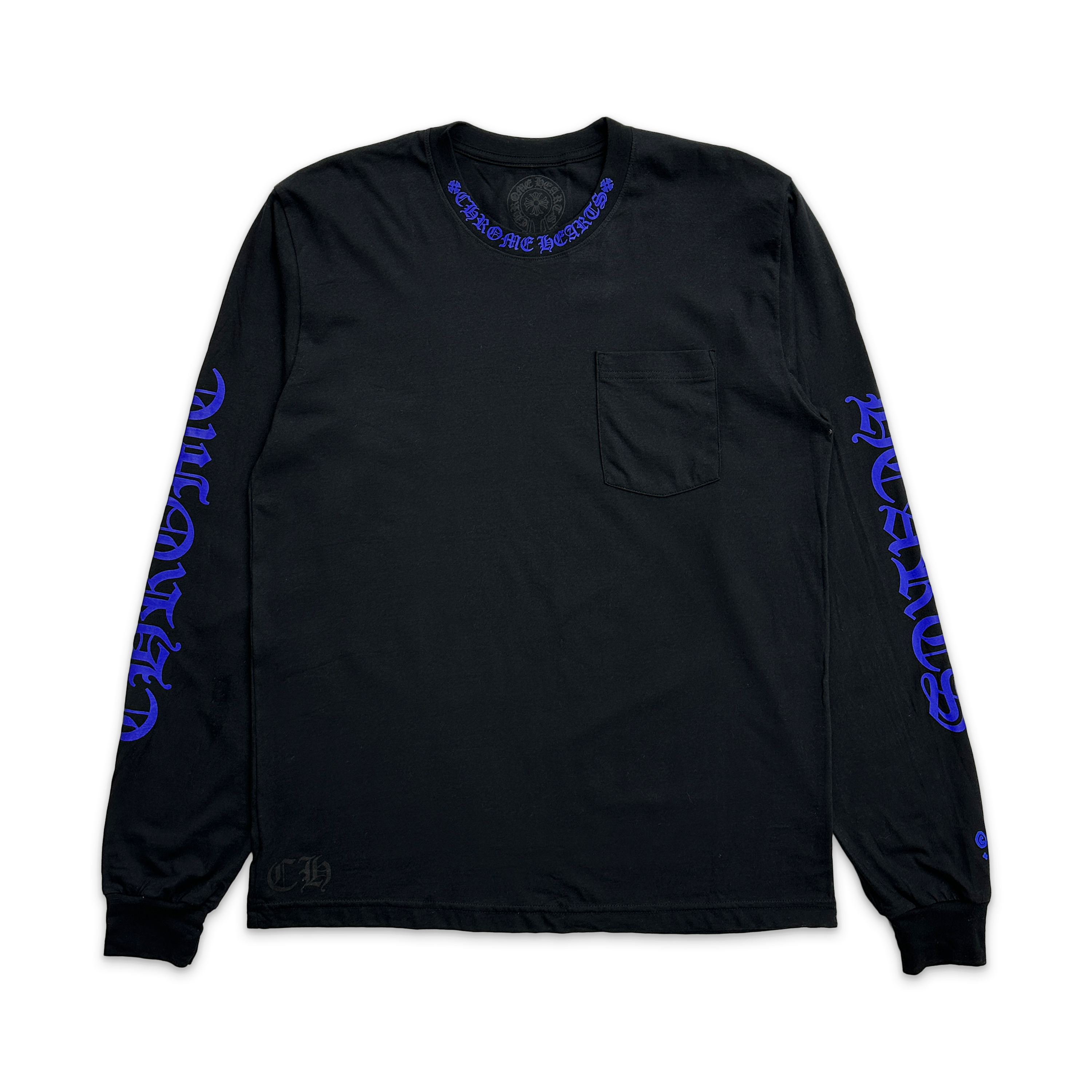 Chrome Hearts, Neck Scroll L/S Tee "Black Blue"