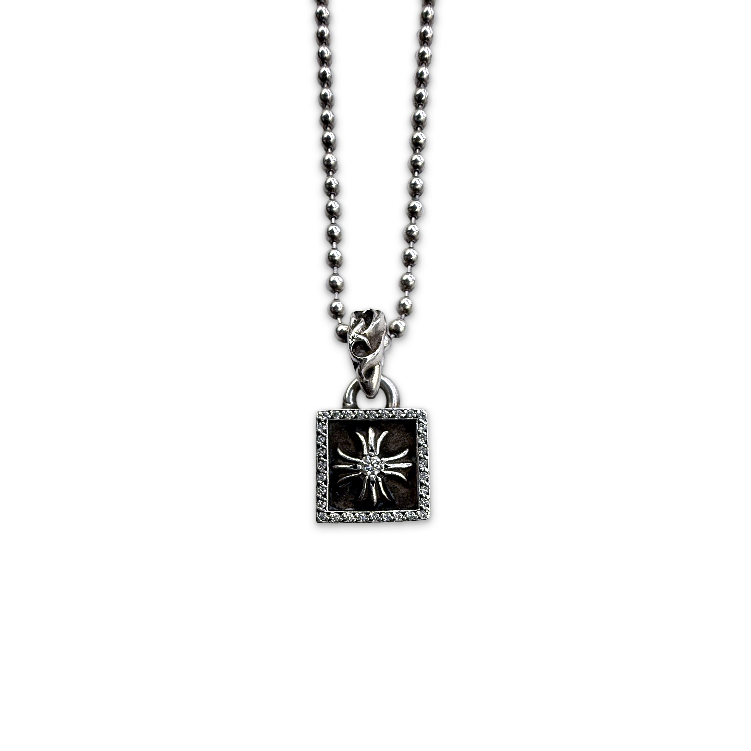 CH Plus Diamond Frame & Center Pendant With Ball Chain Necklace
