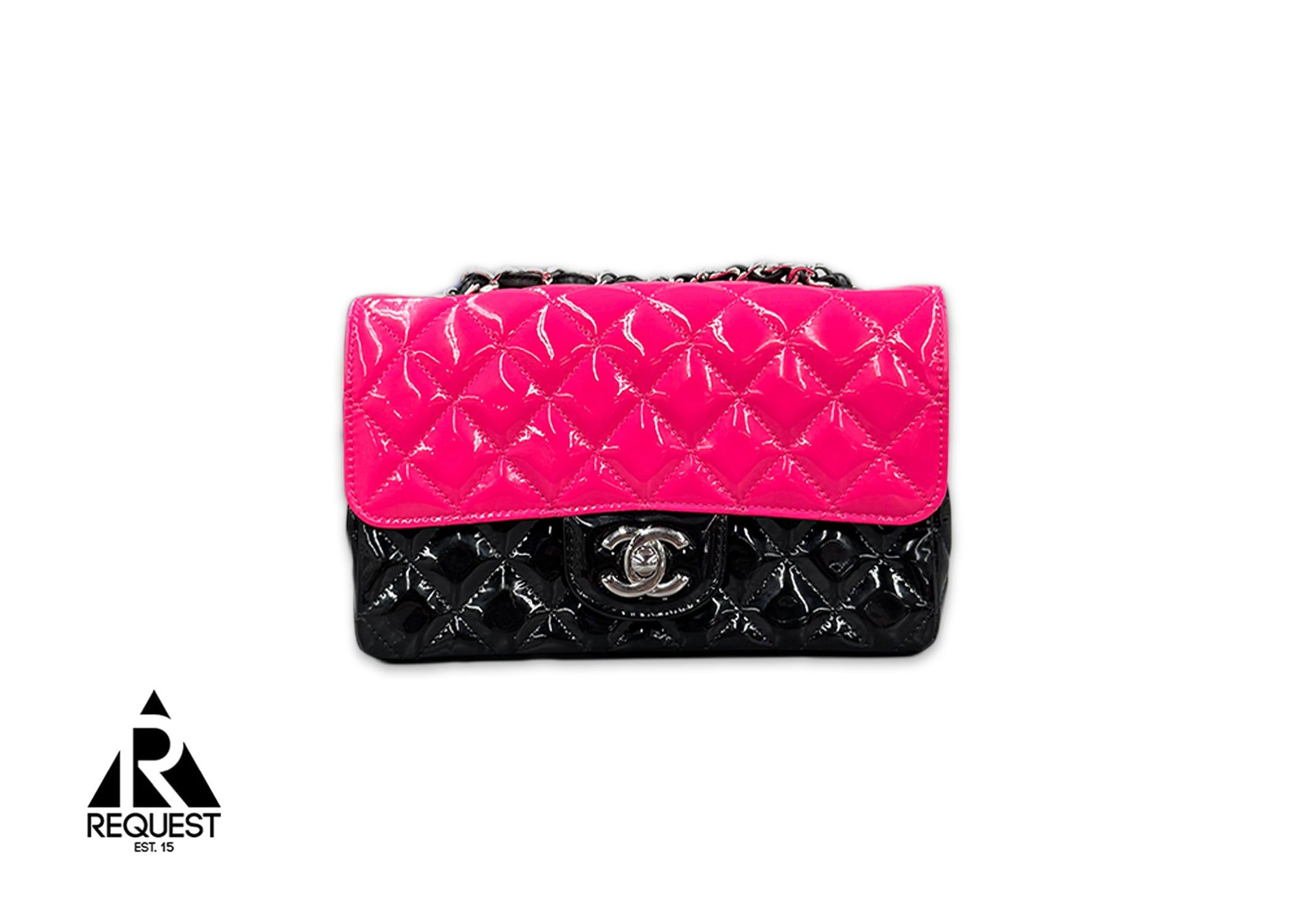 Chanel, Mini Flap Bag "Patent Black Pink"