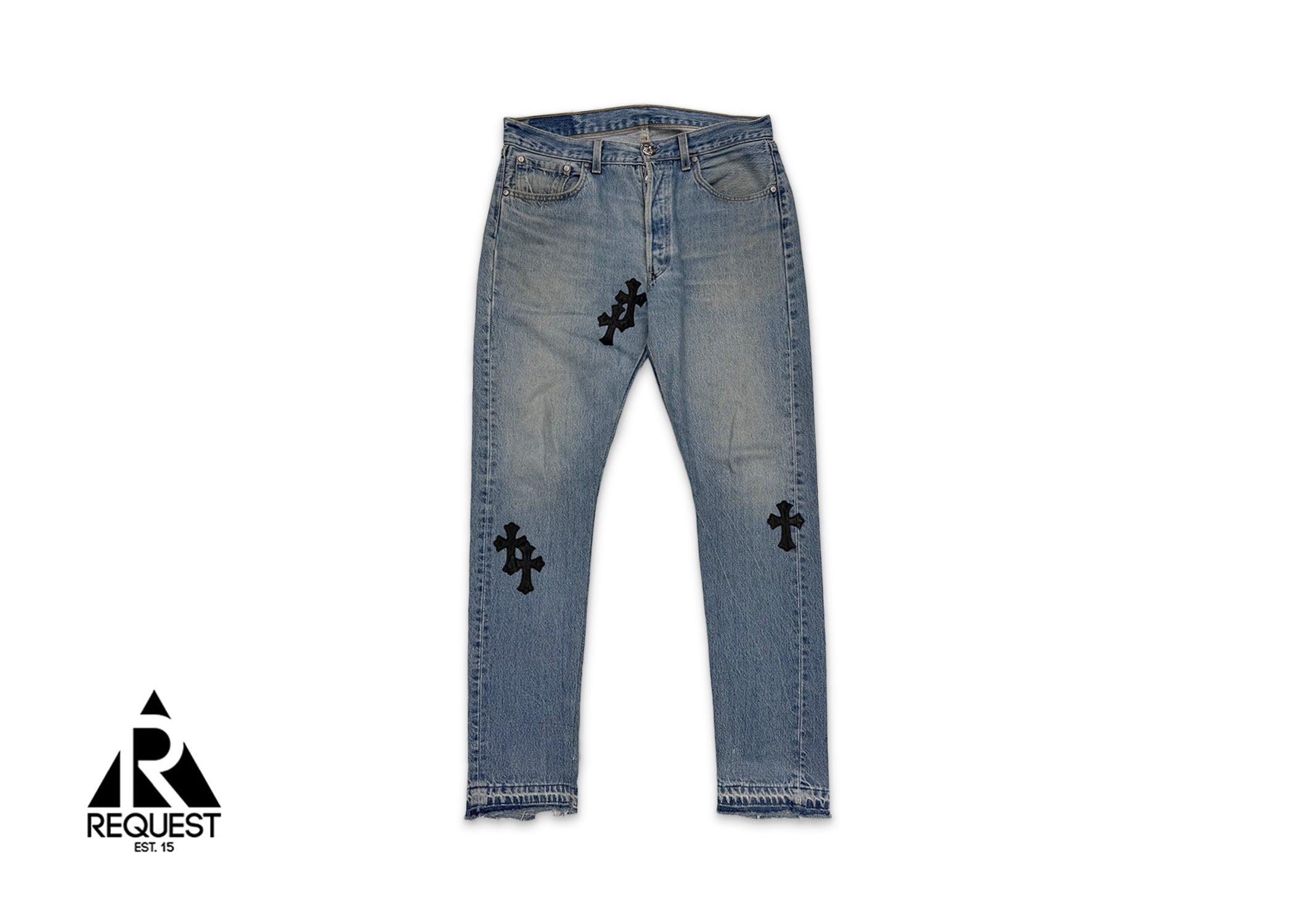 Chrome Hearts, Light Wash Levi's Denim "Black Crosses"