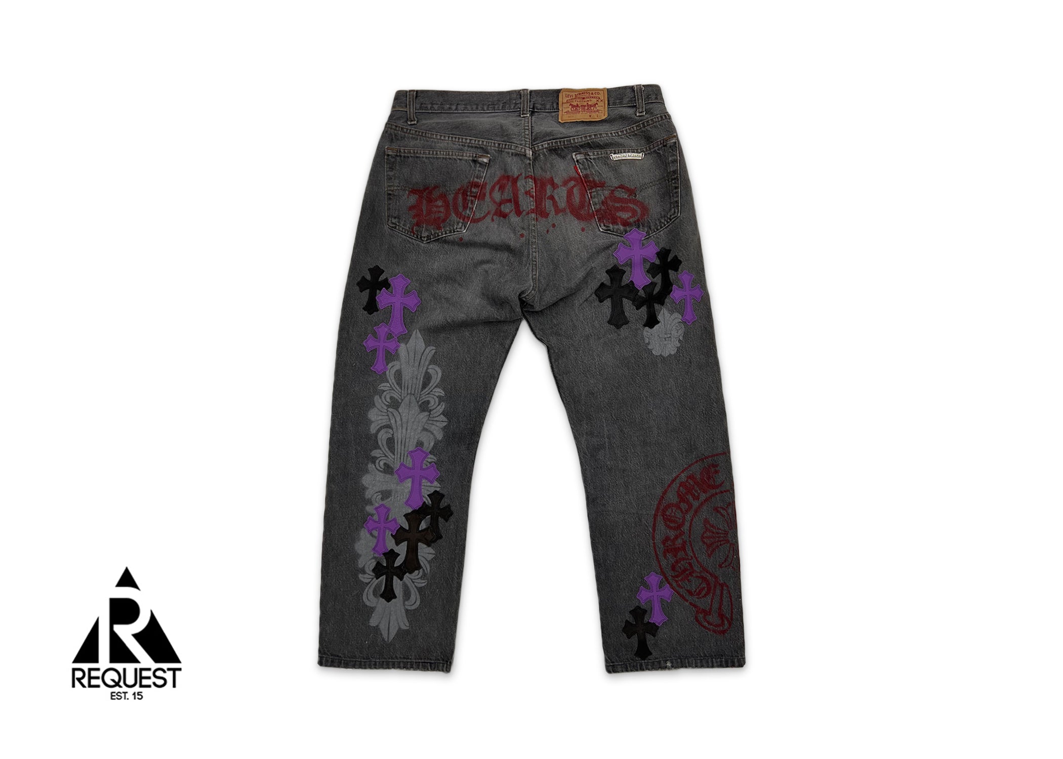 Levi's Dark Red/Grey Stencil Denim "Black & Purple Crosses"