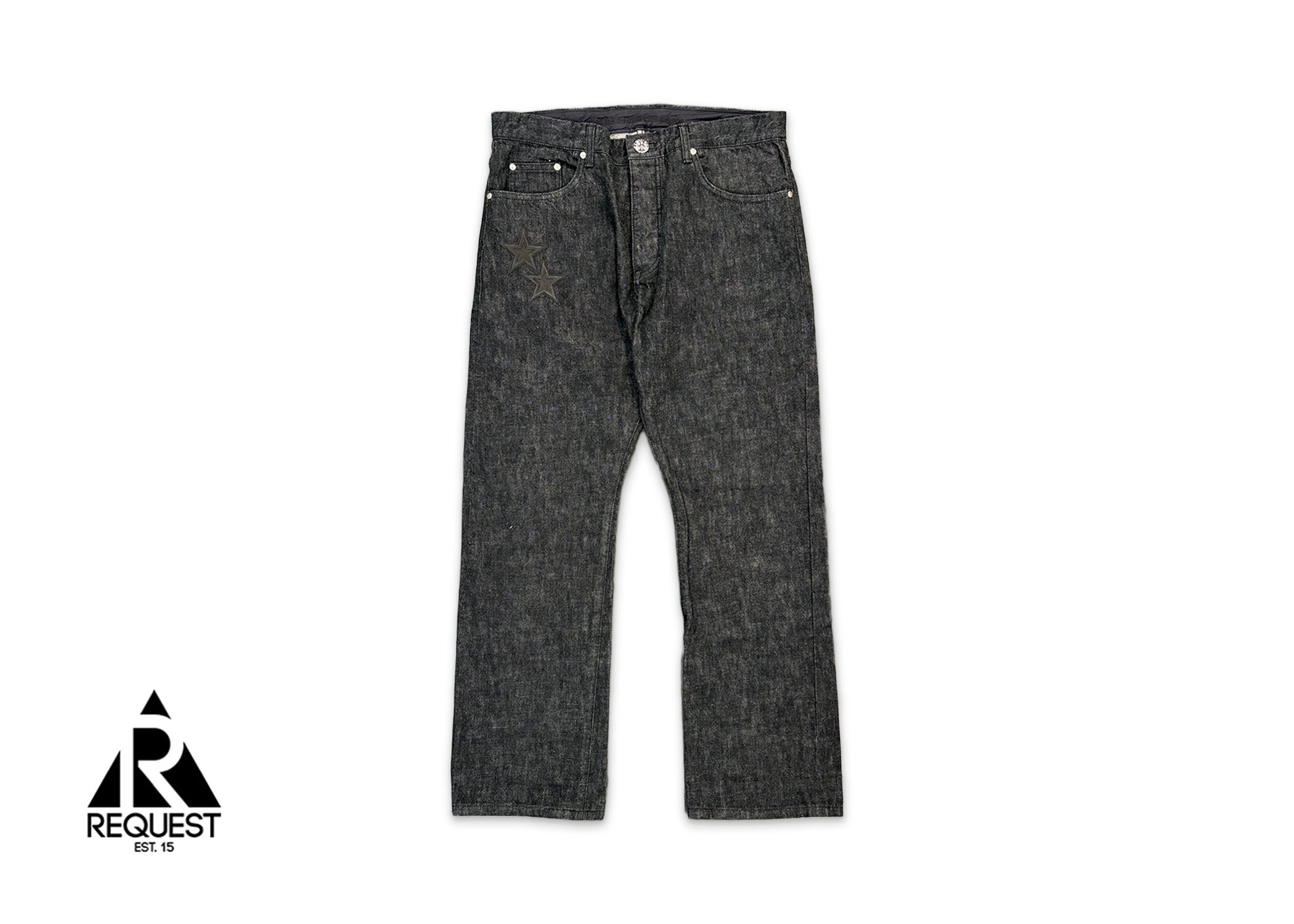 Chrome Hearts, Black Star Leather Patches Denim Jeans "Black"