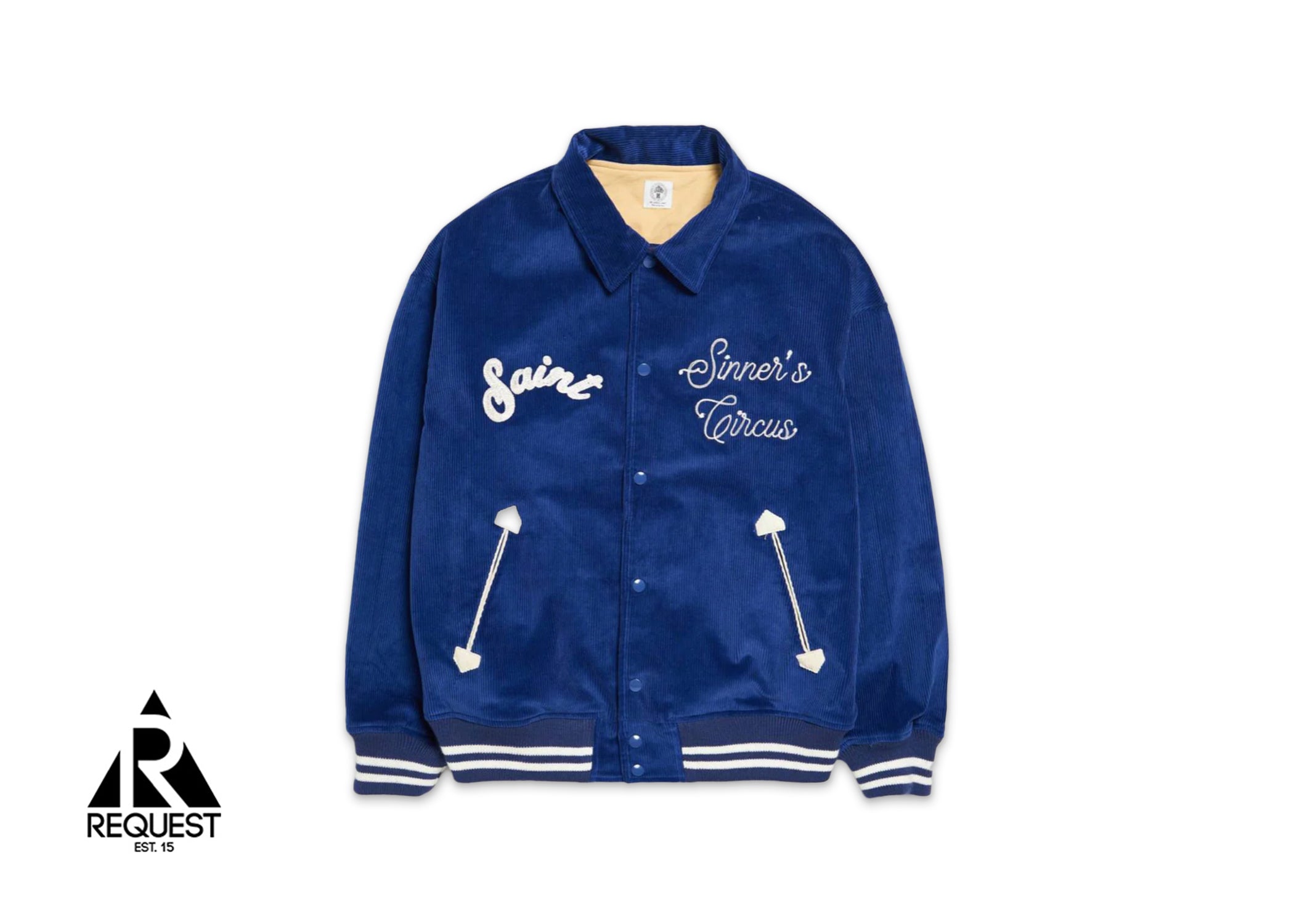 Saint Michael Sinner’s Circus Embroidered Corduroy Jacket “Blue”