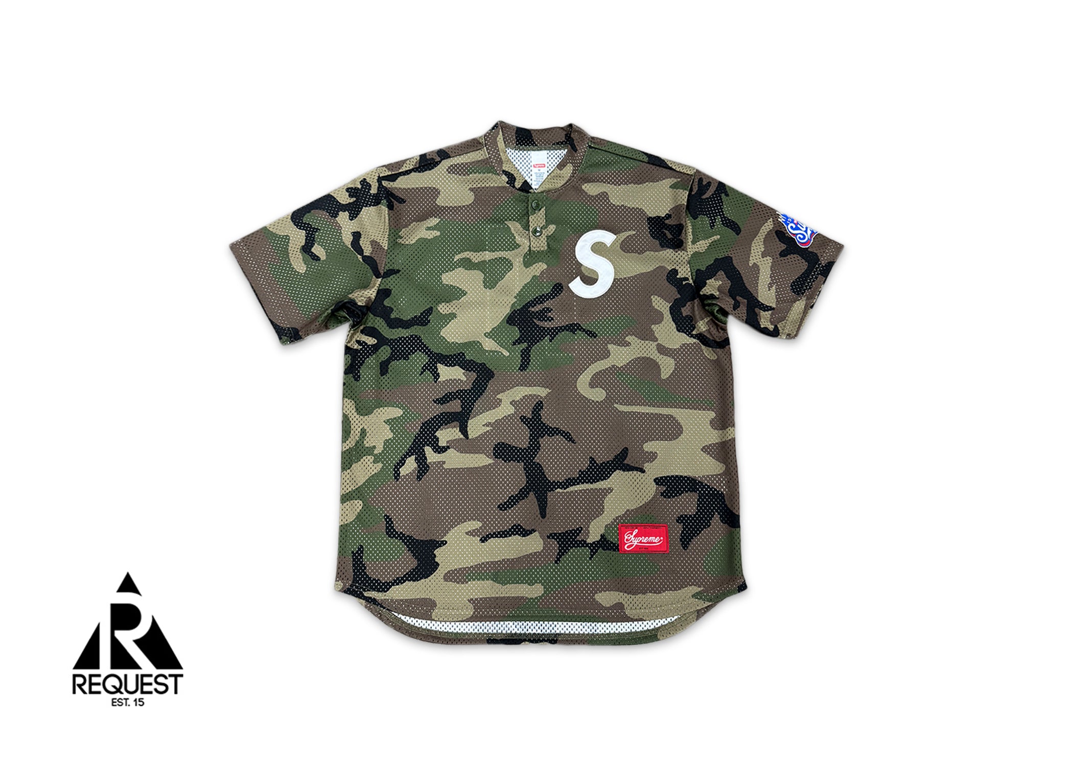 Supreme, Mesh Henley Baseball Jersey "Camo"