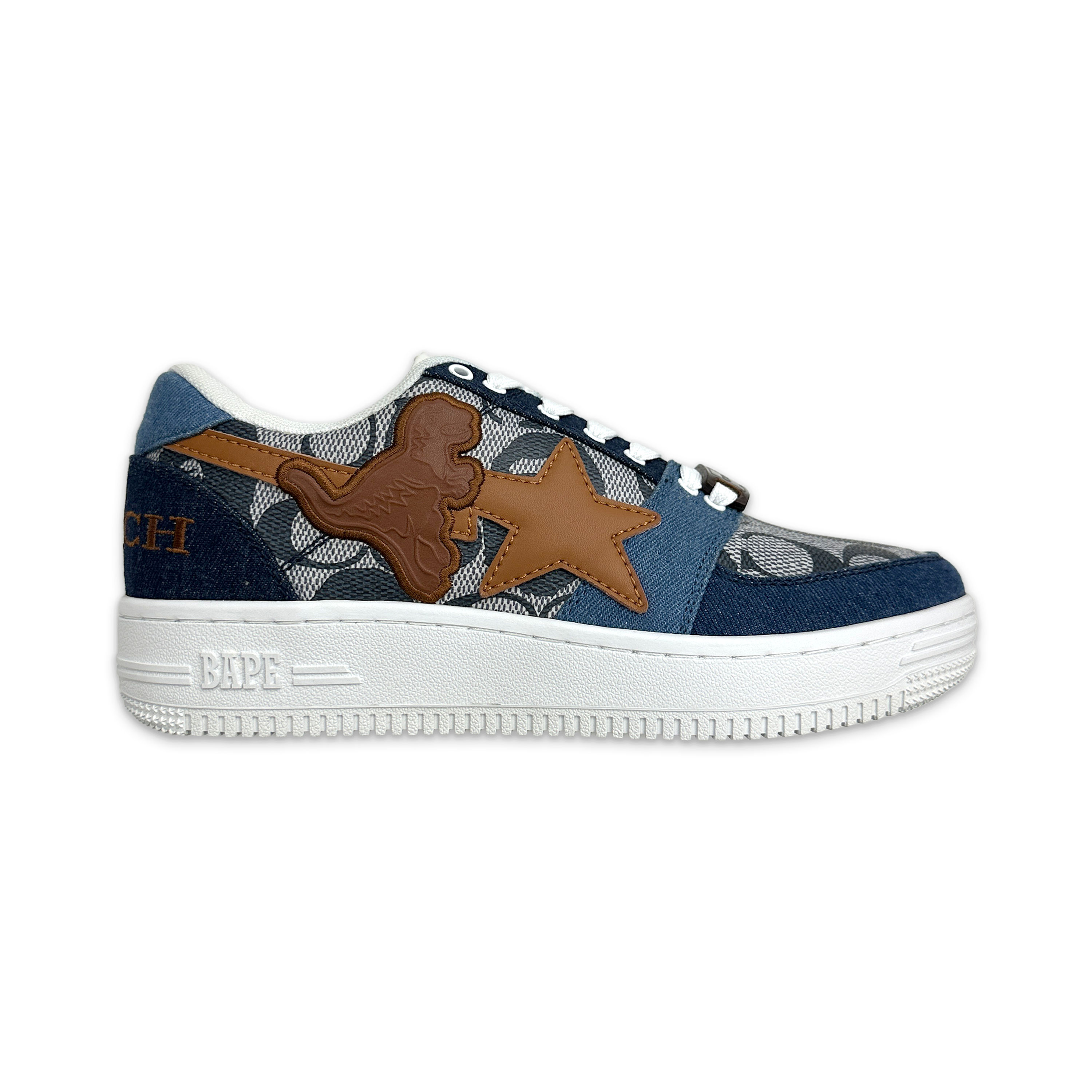 A Bathing Ape (BAPE), x Coach Bapesta Low "Blue Brown"