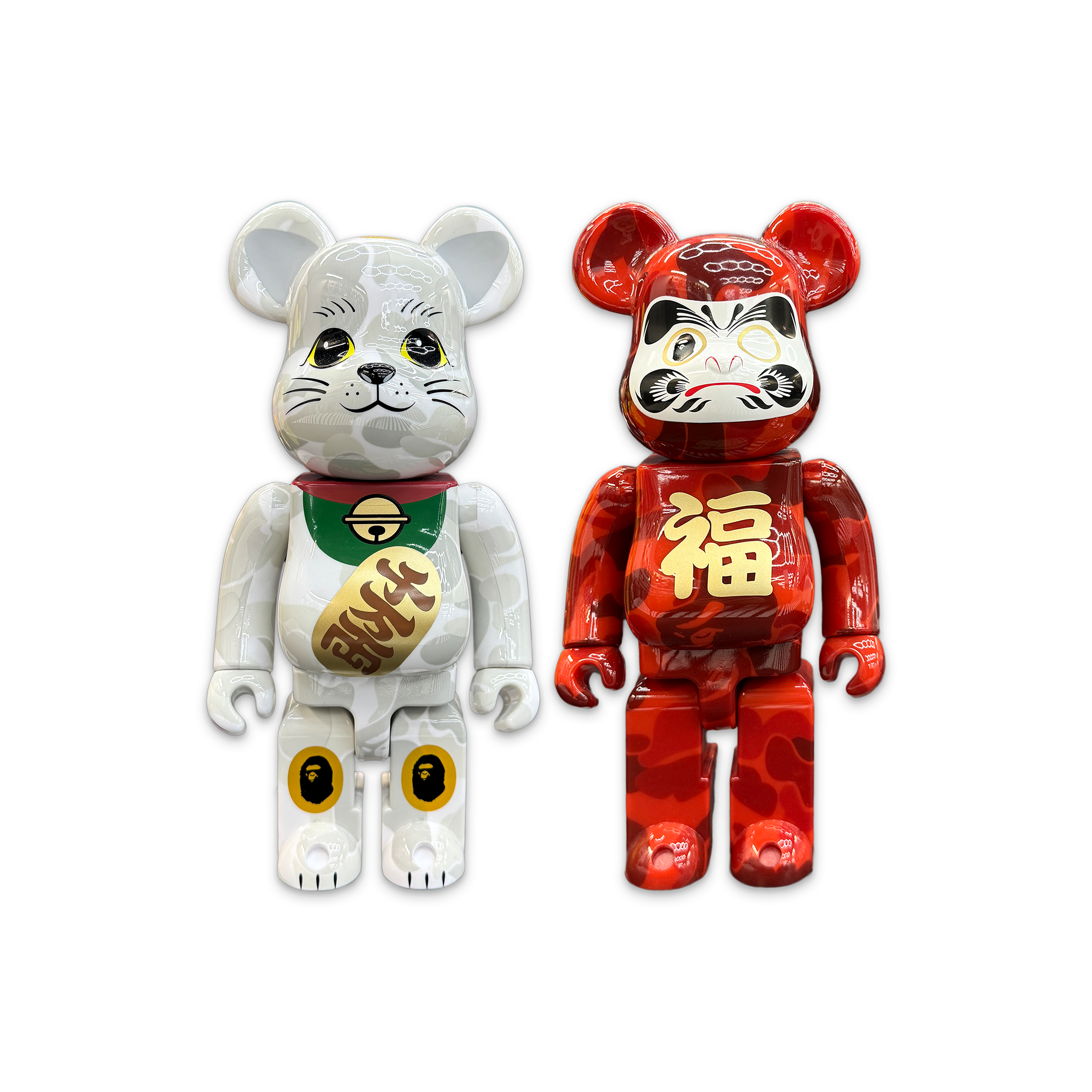 Medicom, Bearbrick x Bape (R) Maneki Neko & Daruma 400% Set
