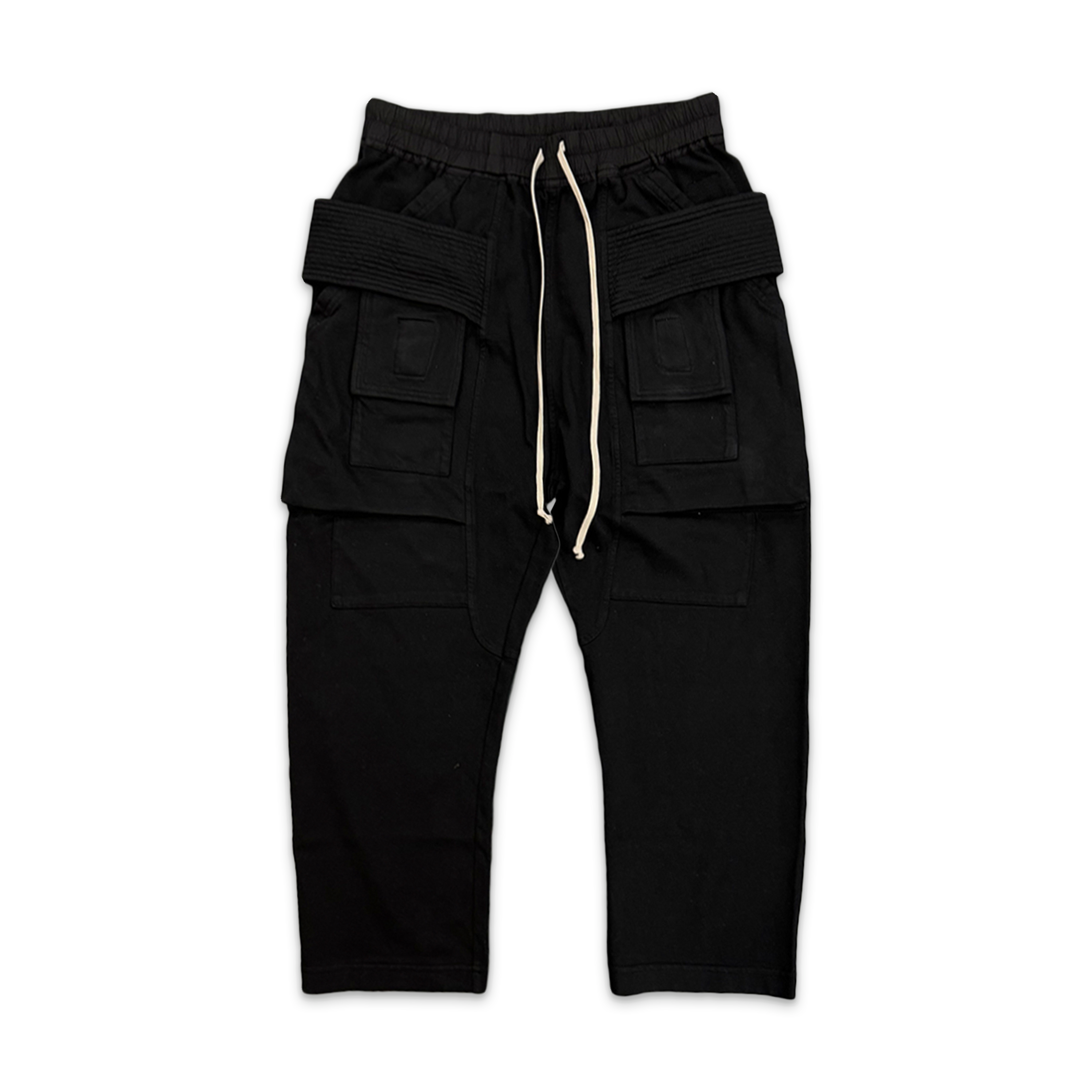 Rick Owens DRKSHDW, Creatch Cargo Cropped Drawstring Pants "Black"