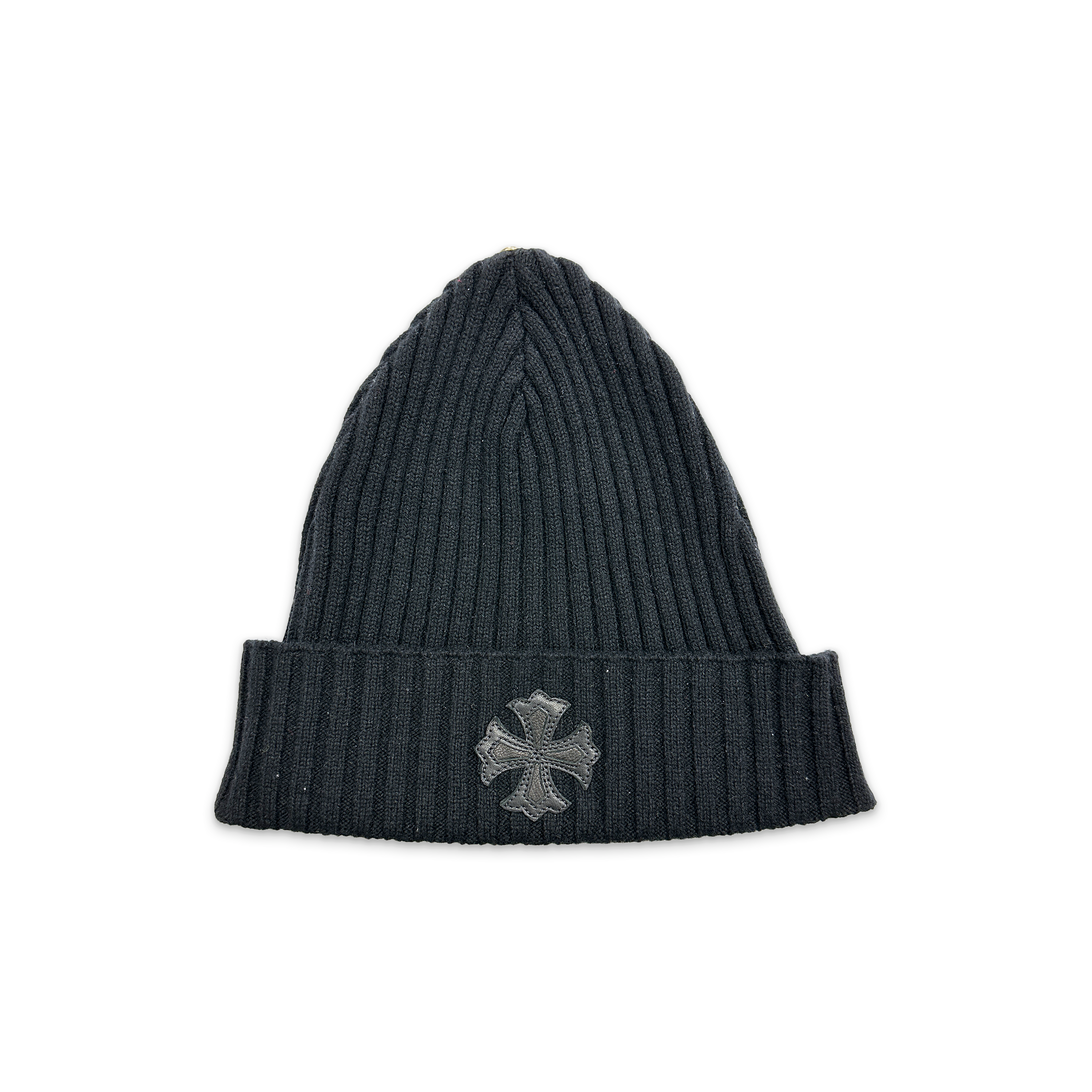 Cashmere Leather Plus Cross Beanie "Black"