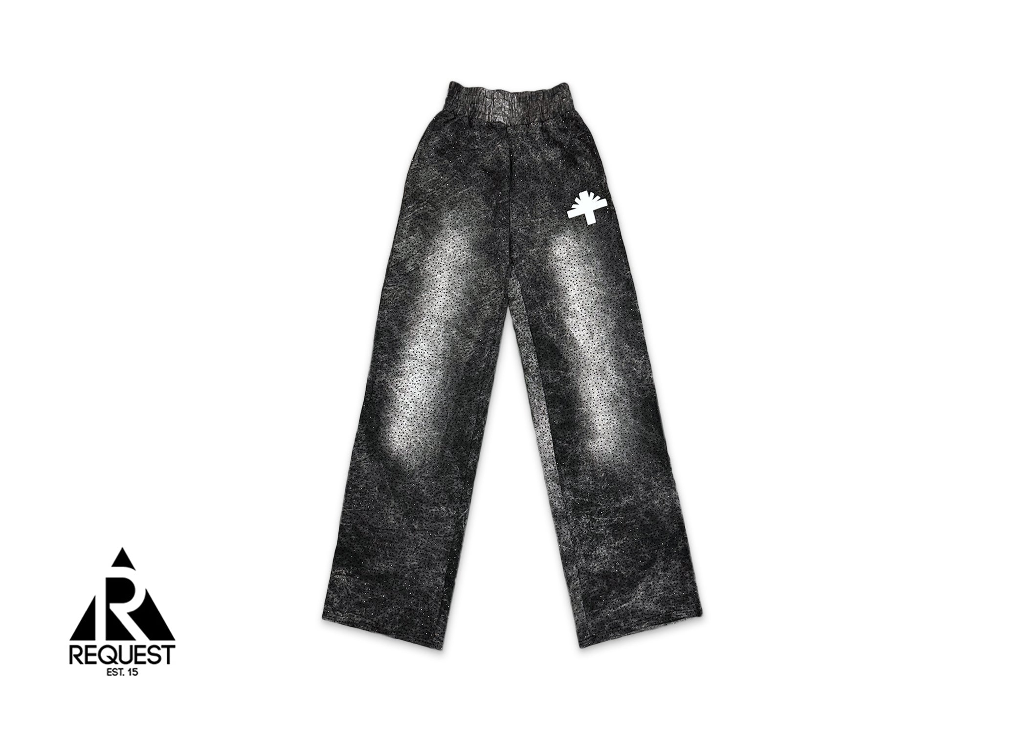 Vertabrae Crystal Wide Leg Sweatpants "Washed Black"