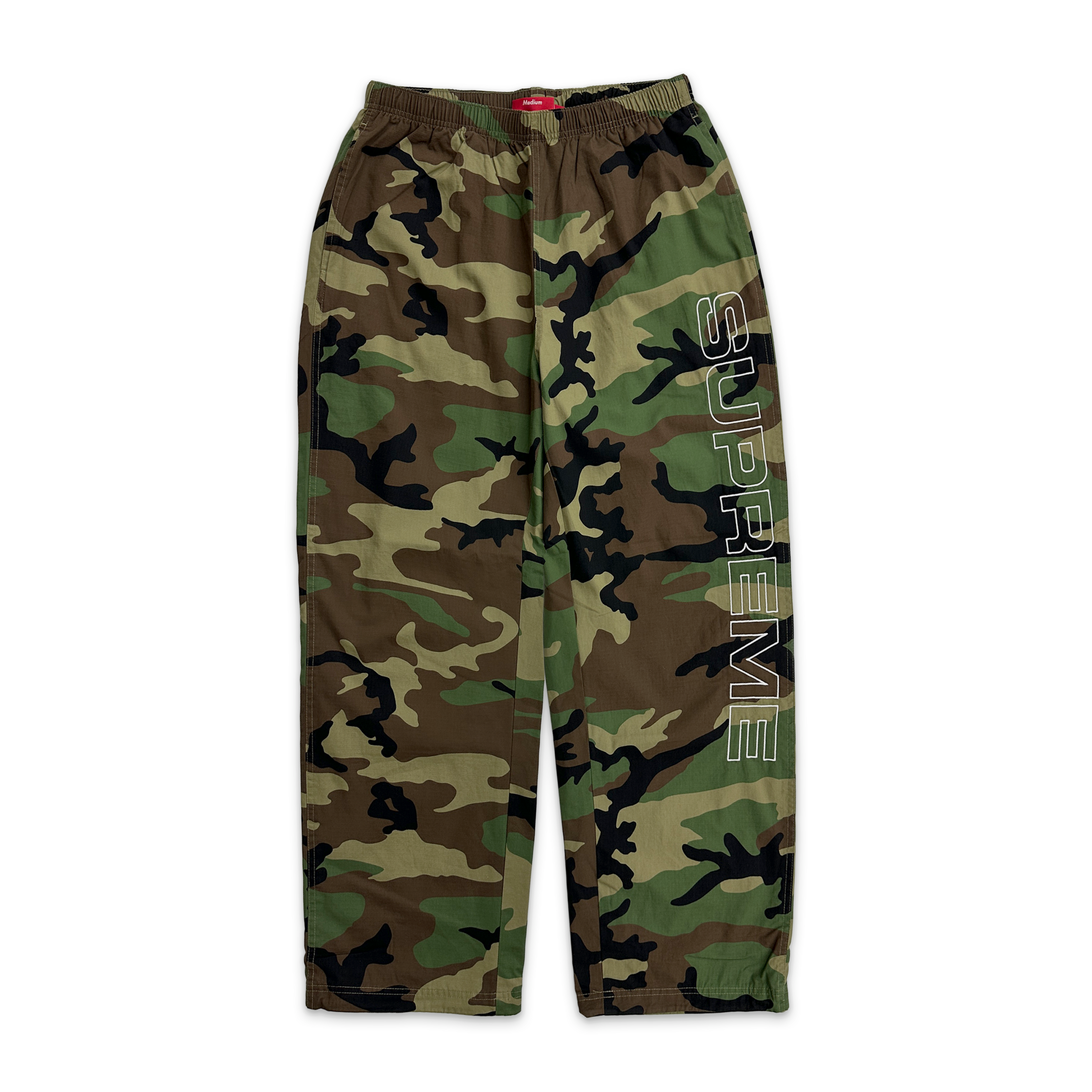 Supreme, Spellout Ripstop Track Pants FW25 "Woodland Camo"