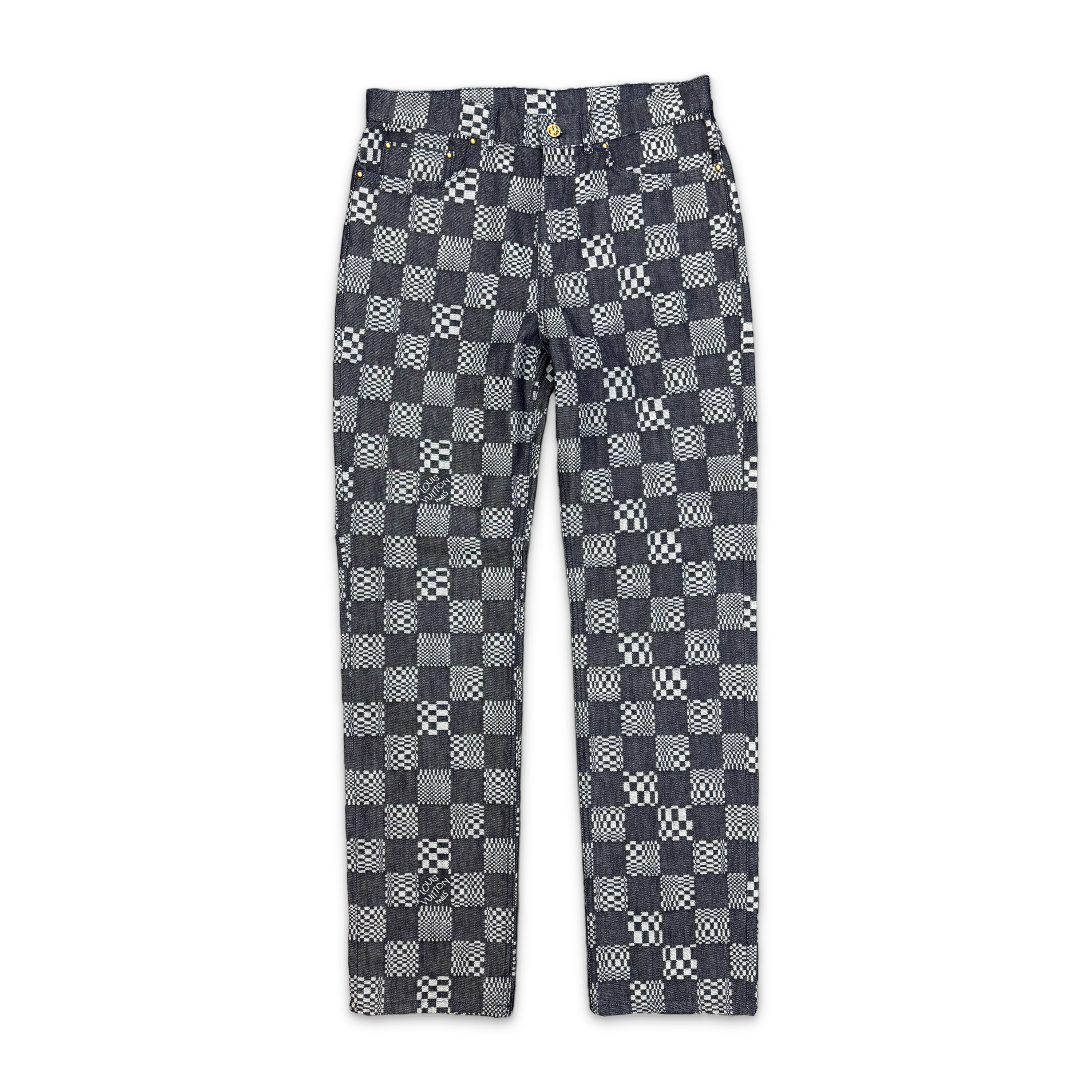 Louis Vuitton, Distorted Damier Denim Pants "Indigo Blue"