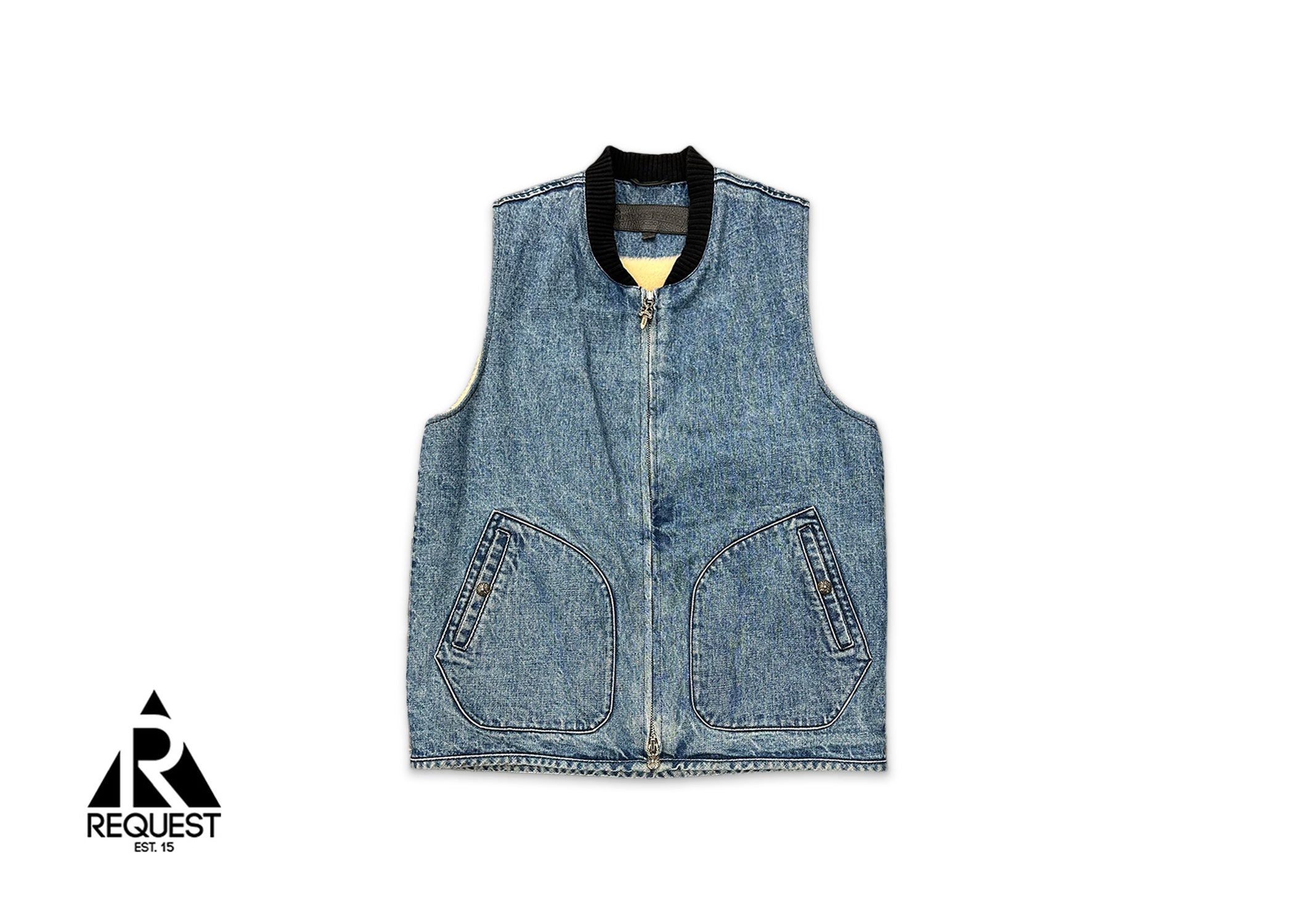 Chrome Hearts, Denim Shearling Vest "Blue"