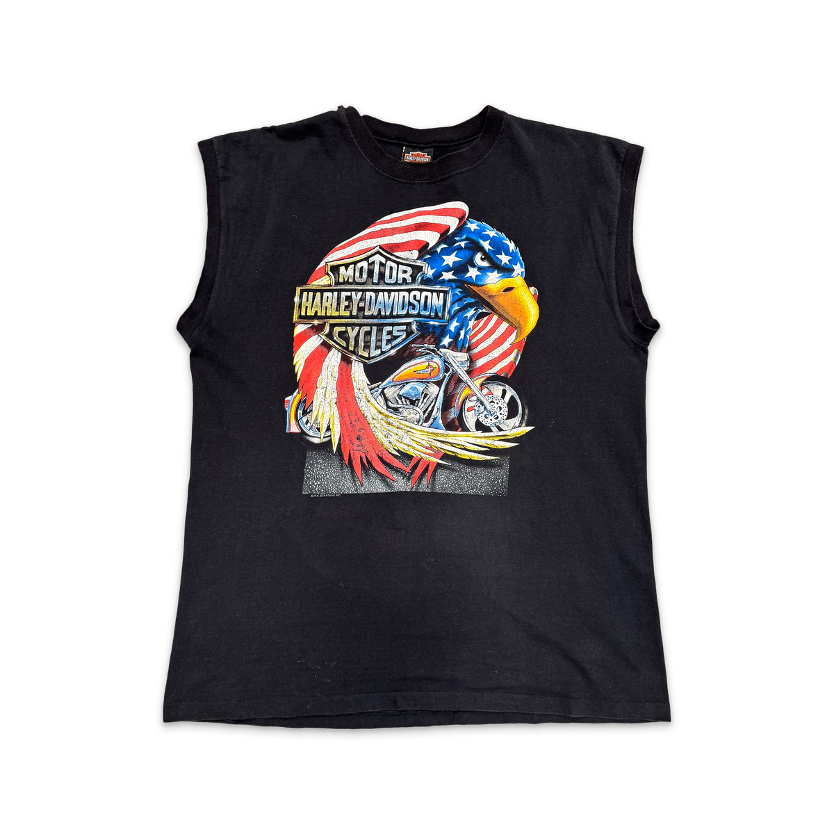 Vintage, Harley Davidson American Eagle Sleeveless Tee "Black"