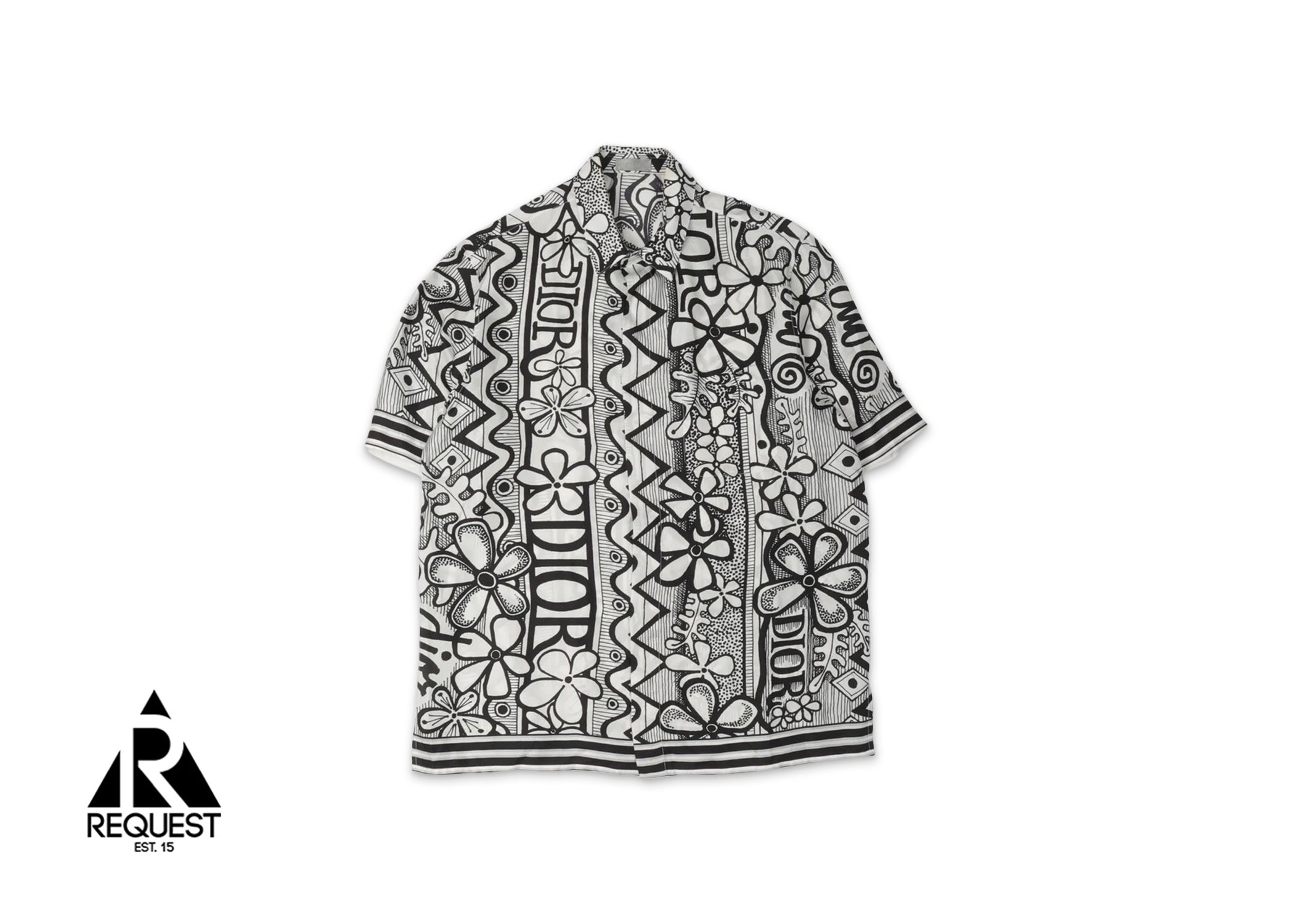 Dior x Stussy Silk Floral Button Up “White/Black”