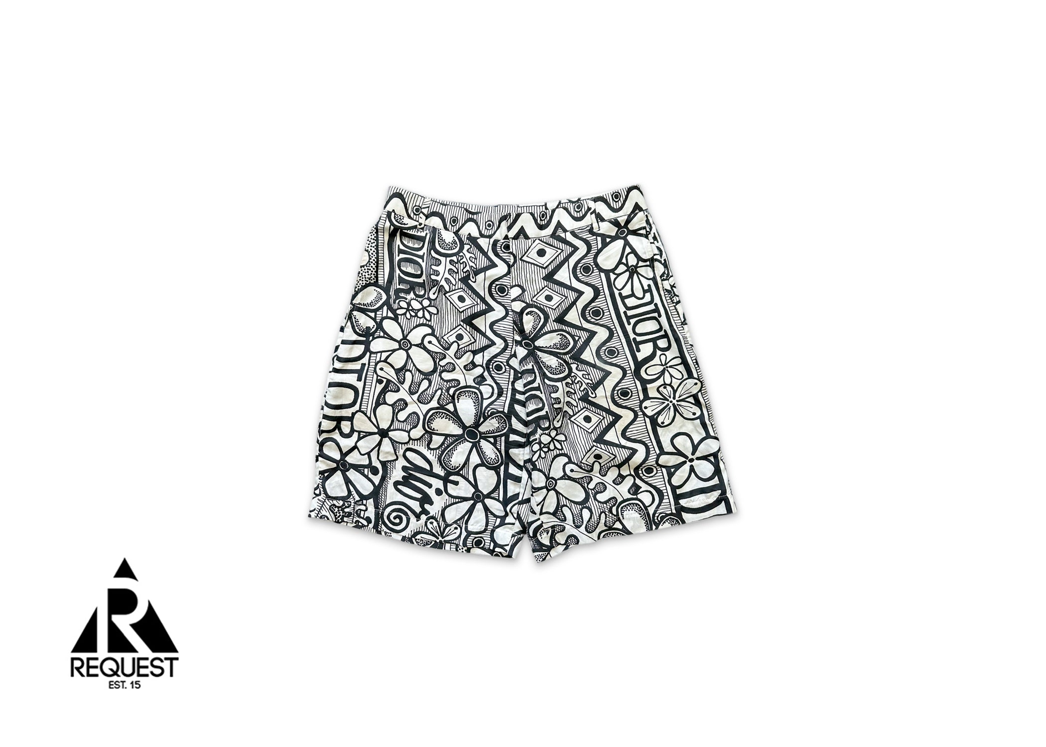 Dior x Stussy Silk Floral Shorts “White/Black”