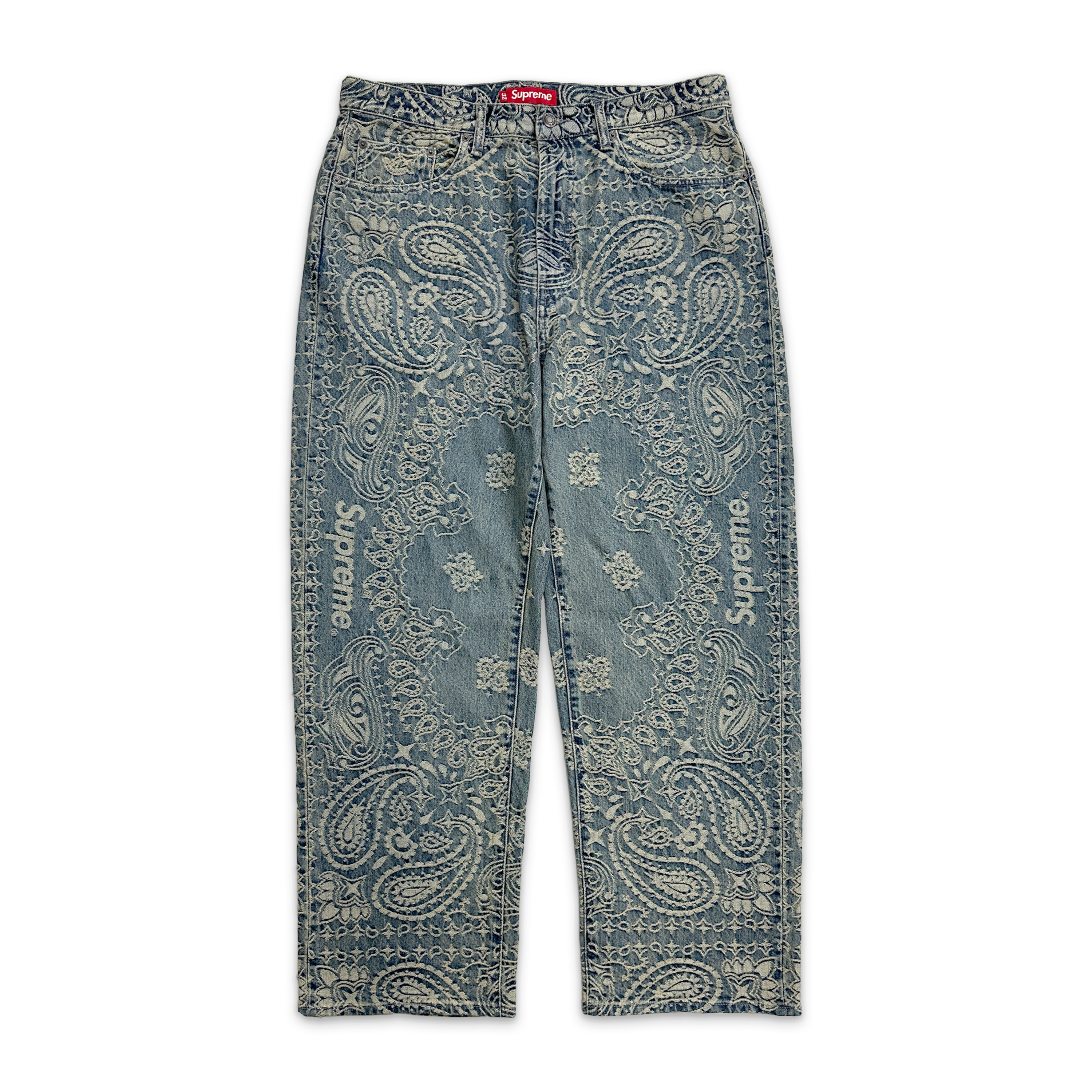 Supreme, Bandana Jacquard Baggy Jean "Dirty Indigo"