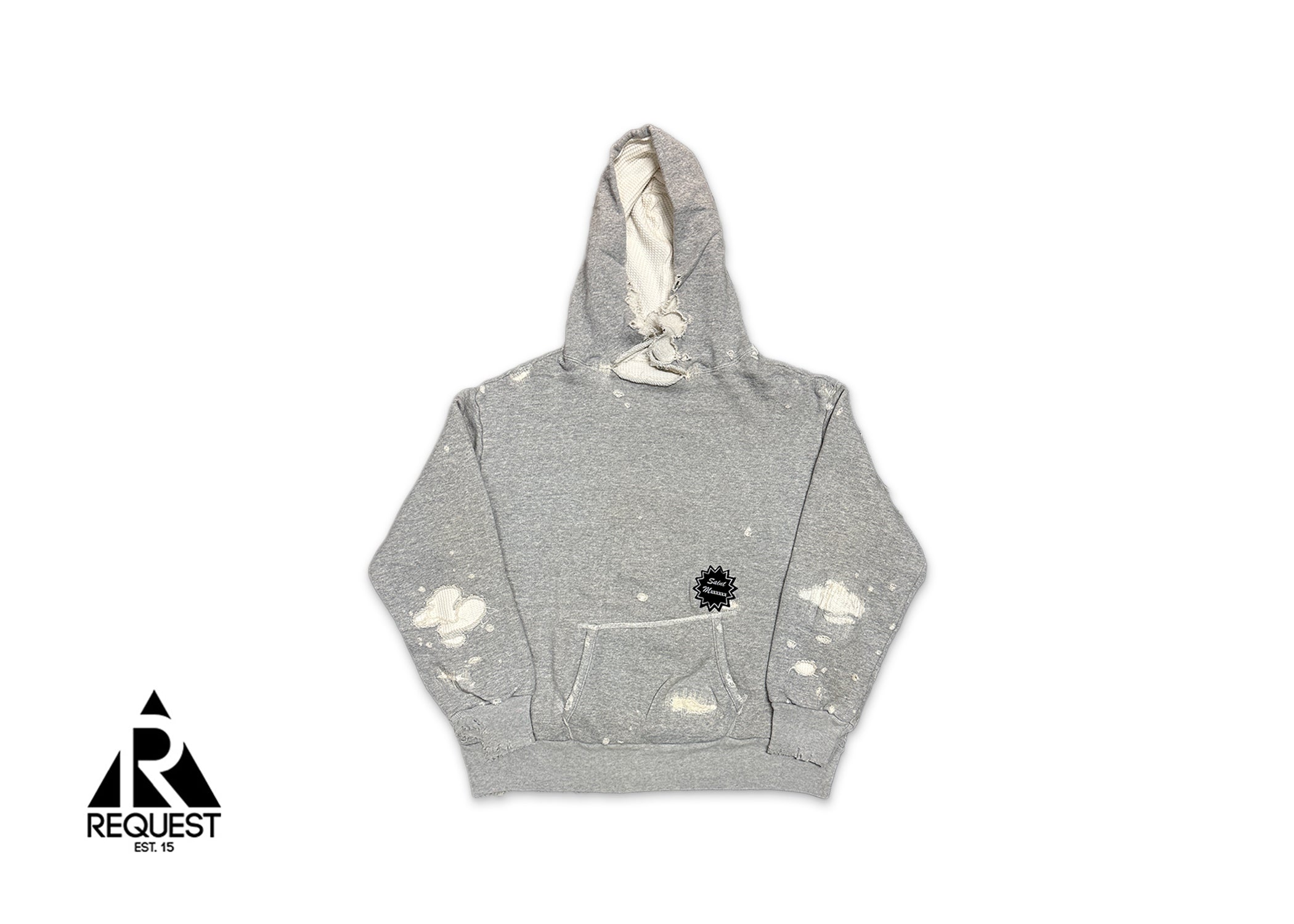 Saint Michael, Double Face Distressed Hoodie "Grey"