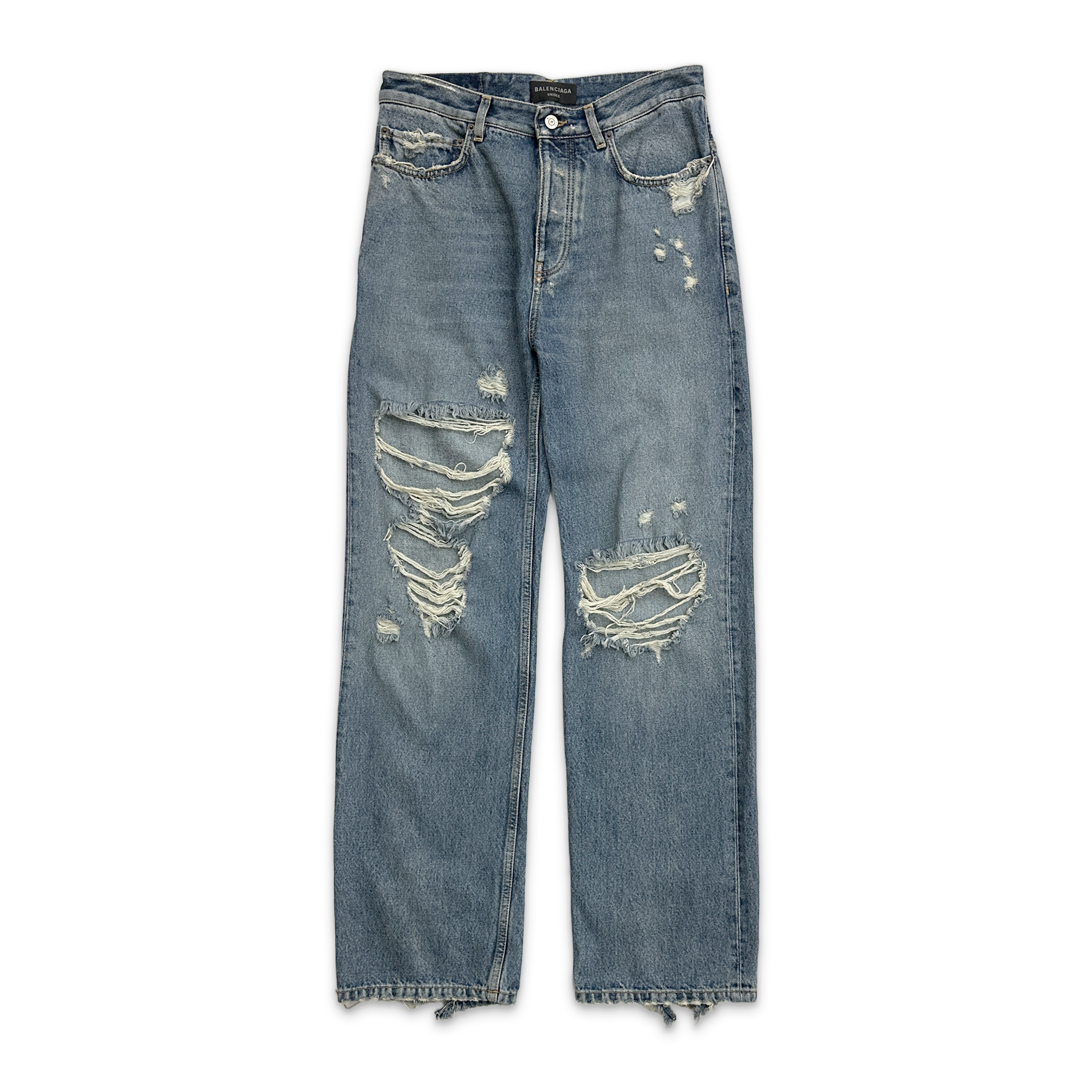 Balenciaga, Distressed Straight-Leg Jeans "Light Wash"