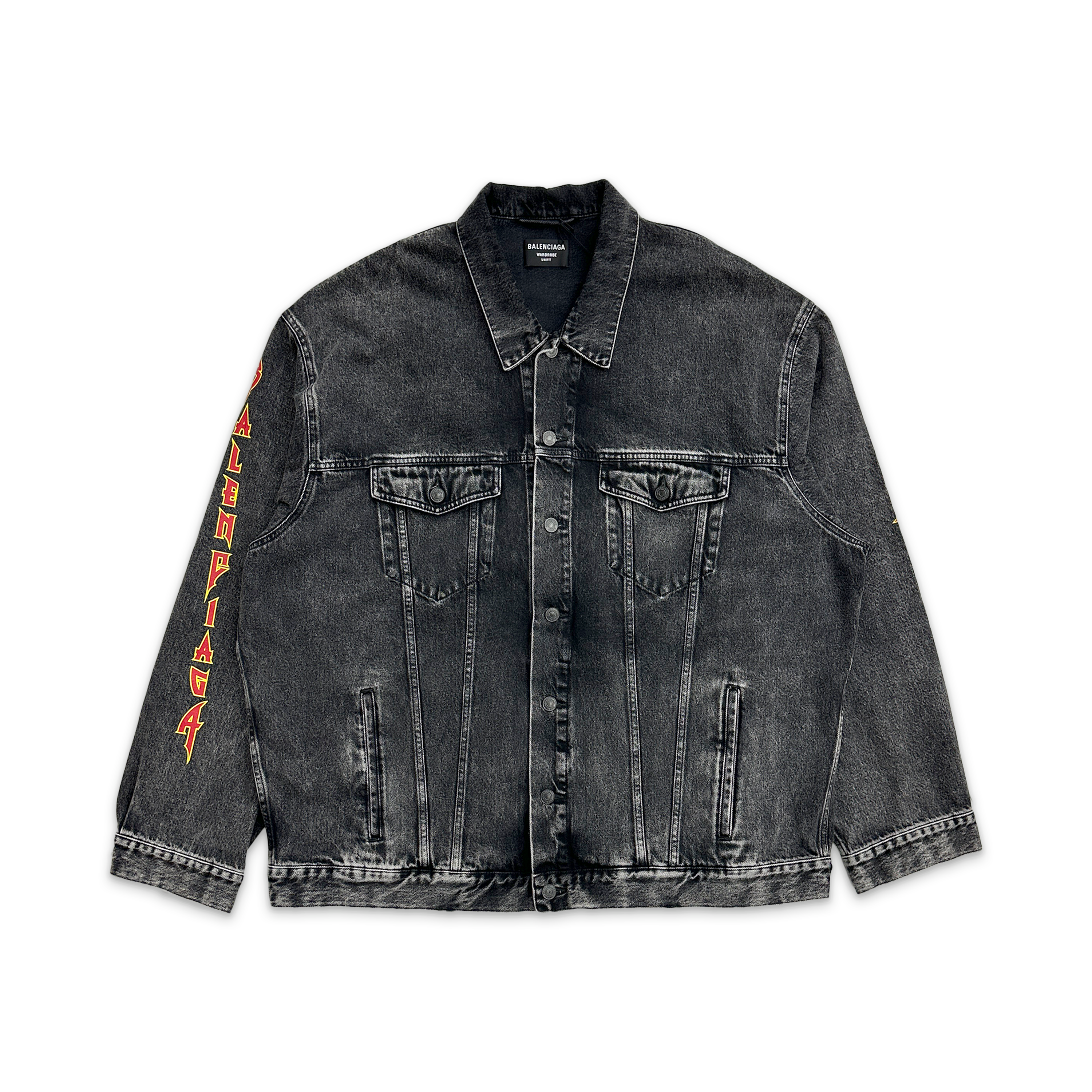 Balenciaga, Metal Print Oversized Denim Jacket "Washed Black"