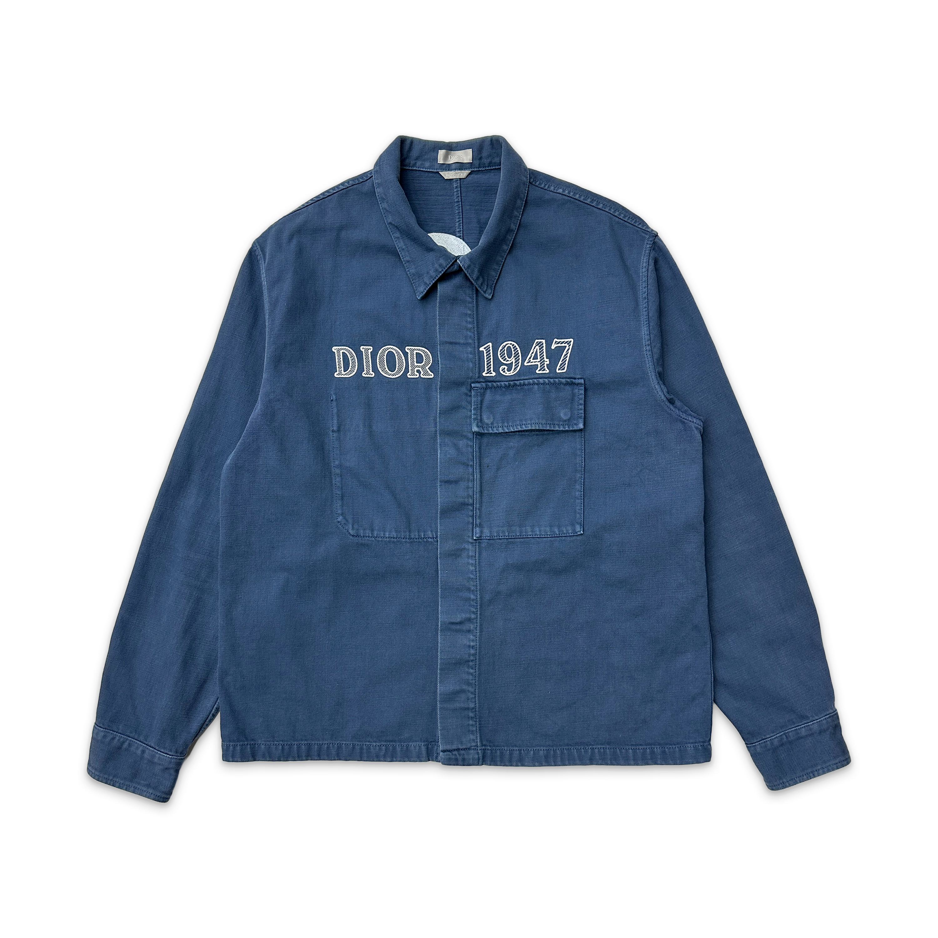 Dior, 1947 Embroidered Logo Denim Work Jacket "Blue"