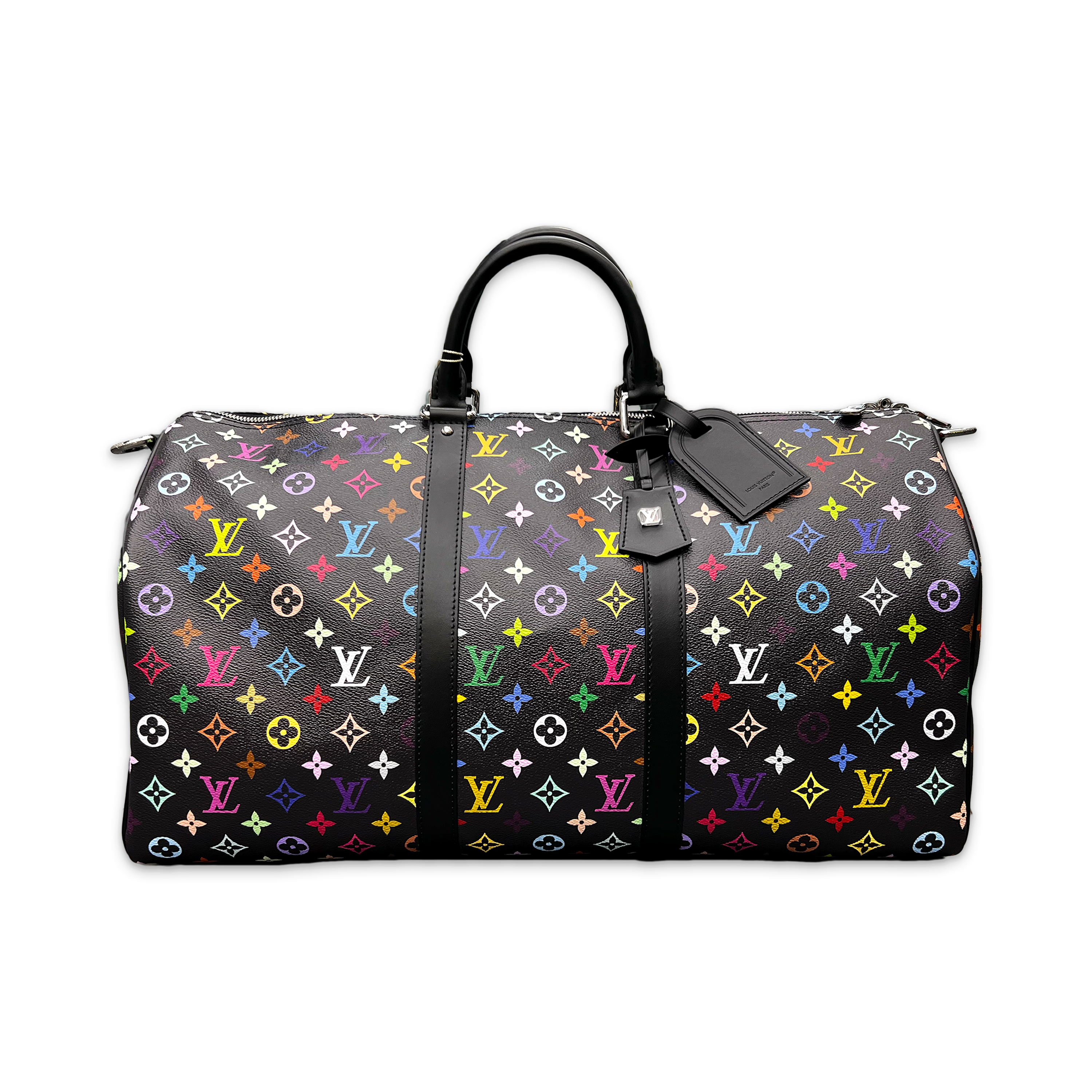 Louis Vuitton, x Takashi Murakami Keepall Bandouliere 50 "Black Multicolor Monogram"